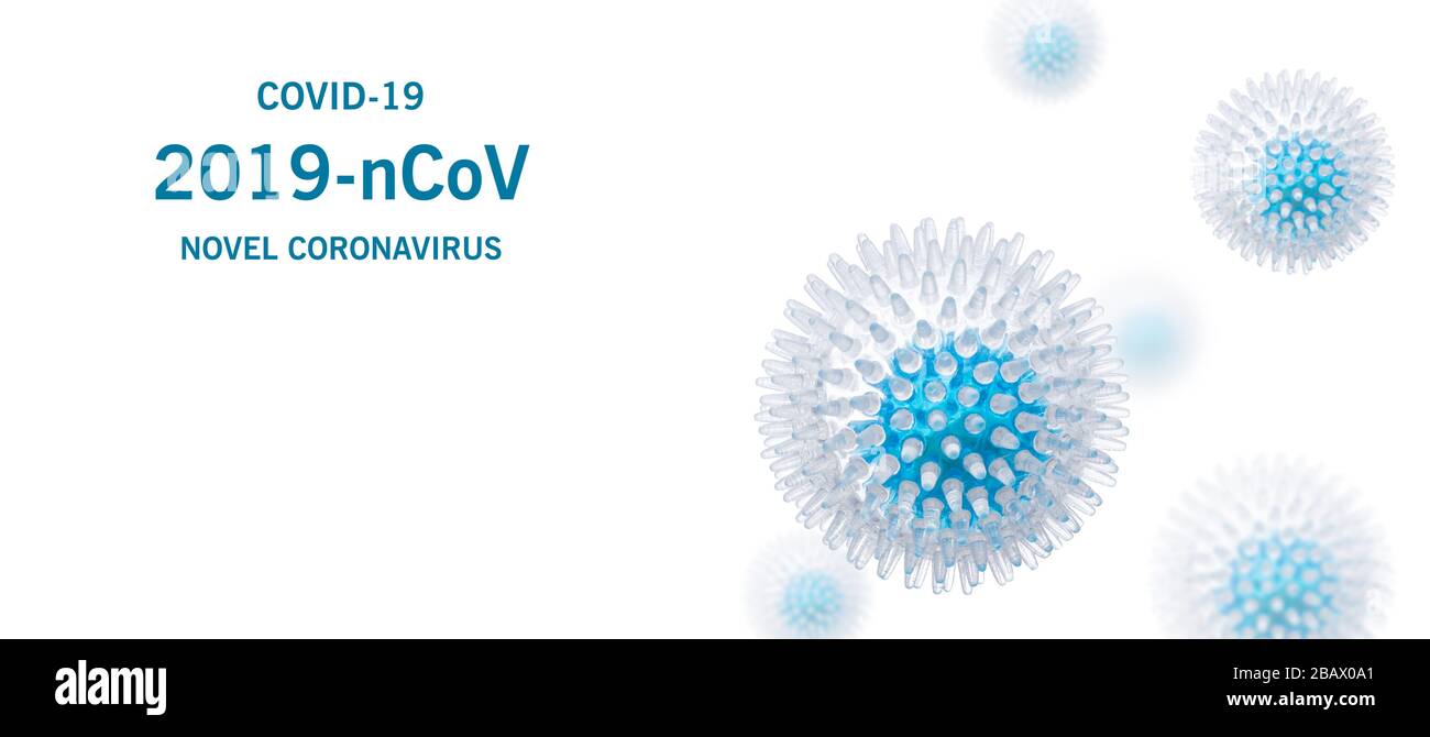 Immagine della cellula del virus dell'influenza COVID-19. Coronavirus Covid 19 focolaio di influenza di fondo. Concetto di rischio per la salute medica pandemica. Foto Stock
