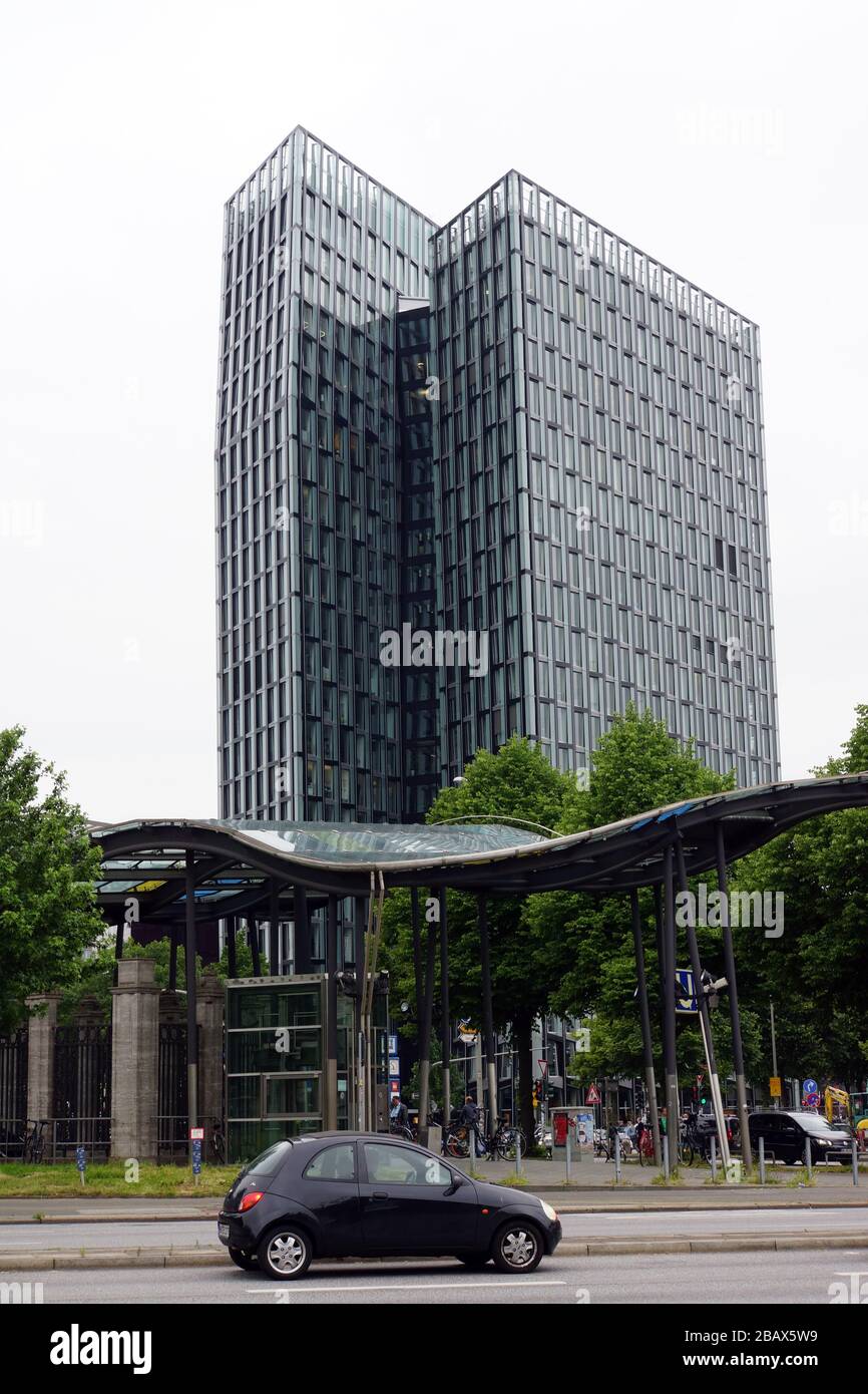 Doppel-X-Hochhaus a Sankt Pauli von Hadi Teherani, Amburgo, Germania Foto Stock