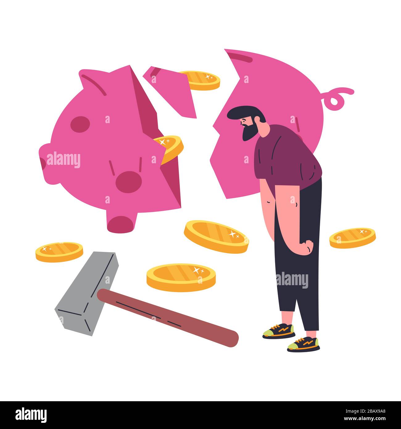 Concetto di coronavirus economico Crisis.Quarantine Illustrazione Vettoriale