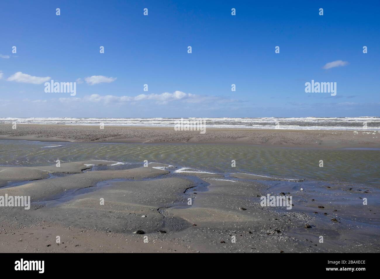 spiaggia e vista sul mare a Kijkduin, Olanda Foto Stock