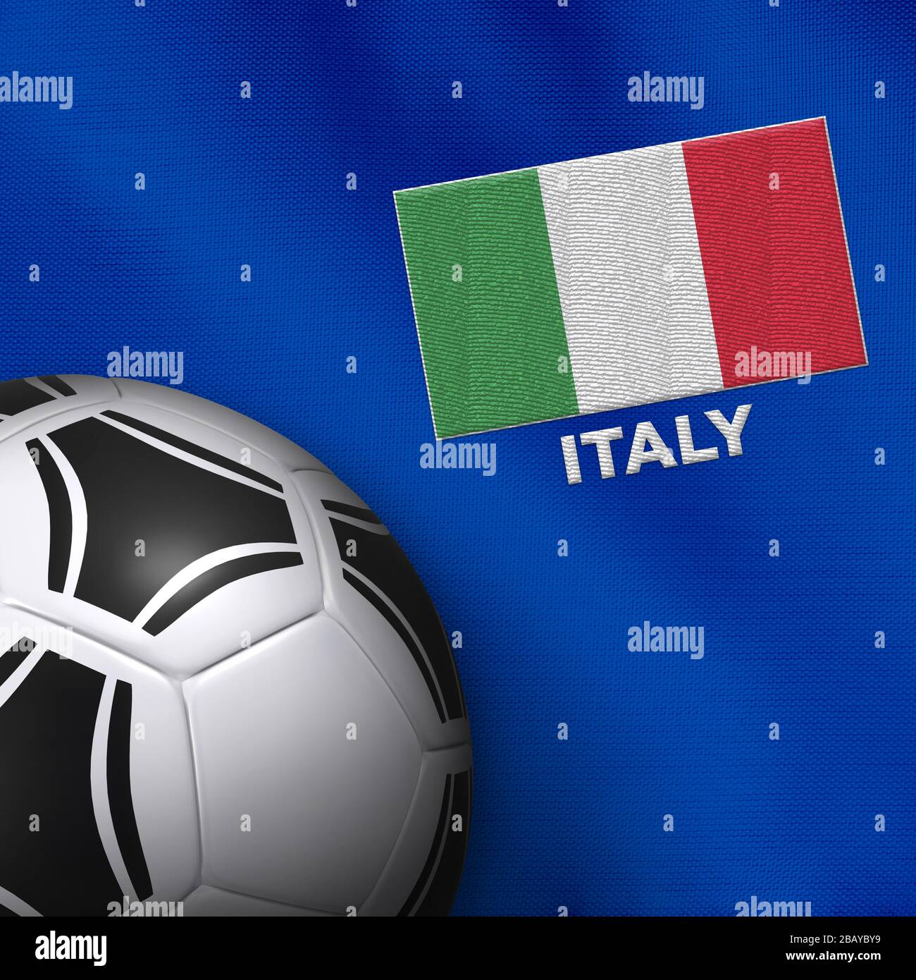 Pallone da calcio e maglia nazionale dell'Italia. Foto Stock