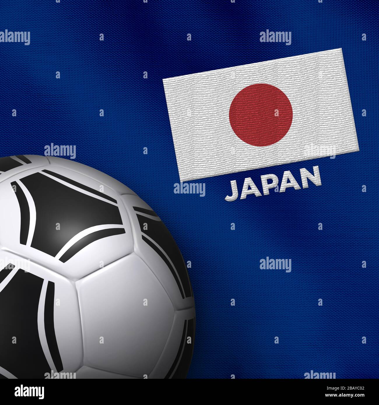 Pallone da calcio e maglia nazionale del Giappone. Foto Stock