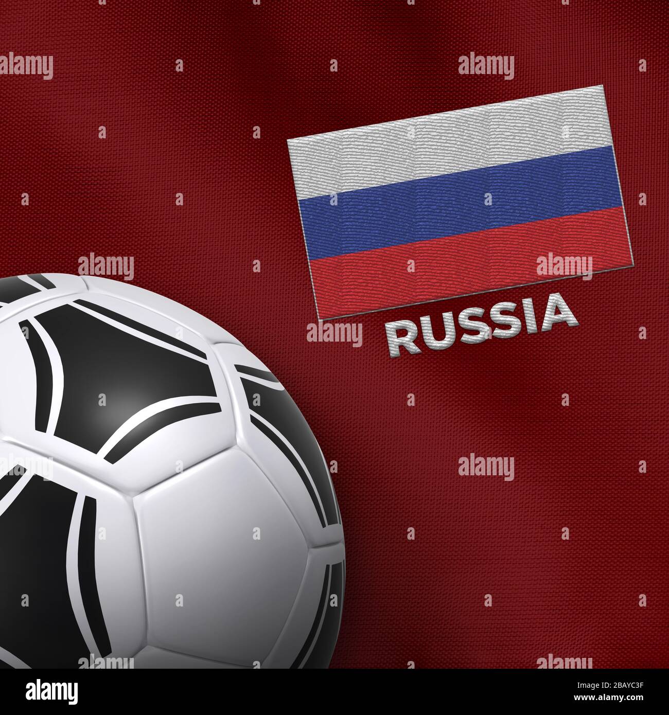 Pallone da calcio e maglia nazionale della Russia. Foto Stock