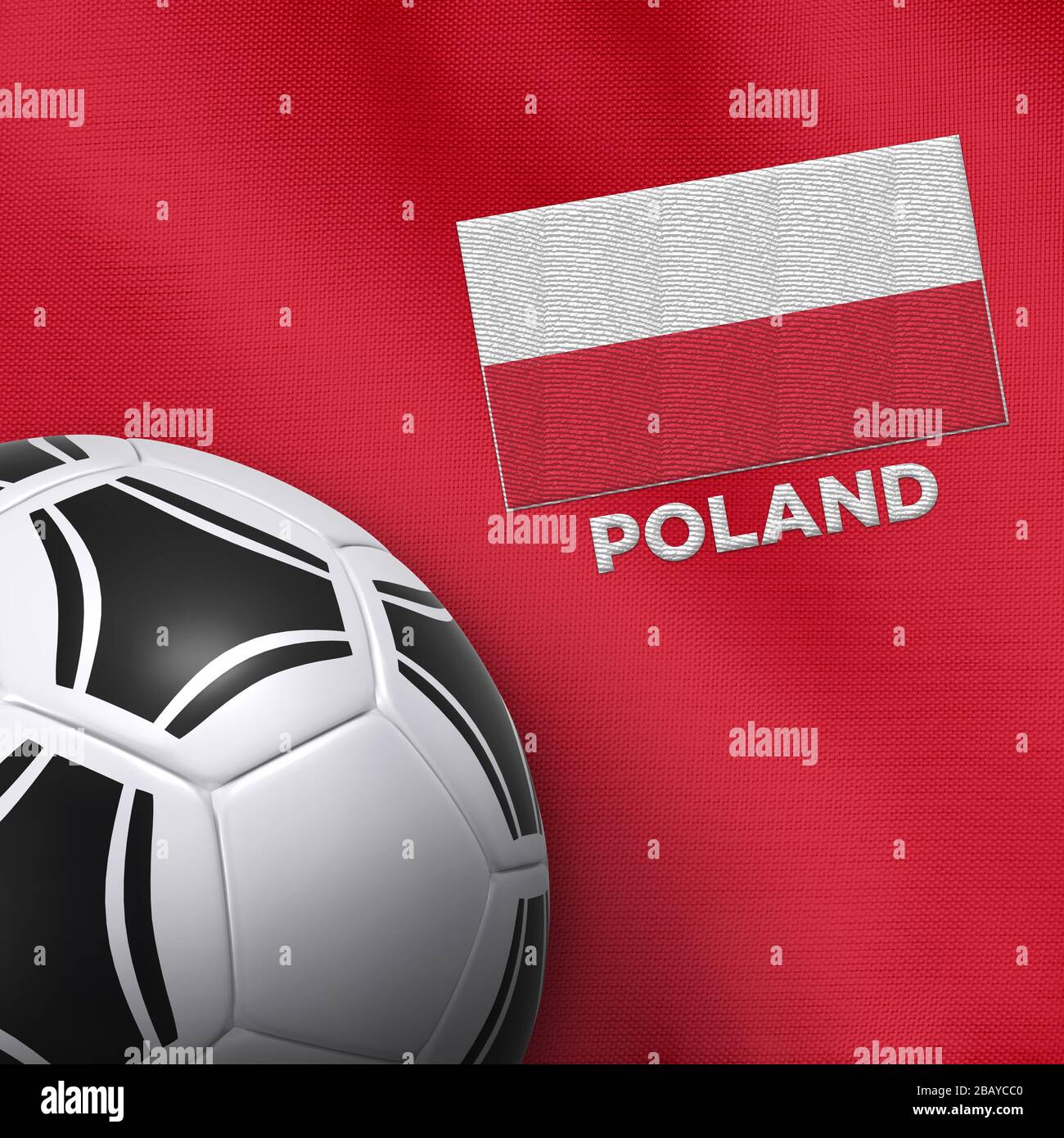 Pallone da calcio e maglia nazionale della Polonia. Foto Stock