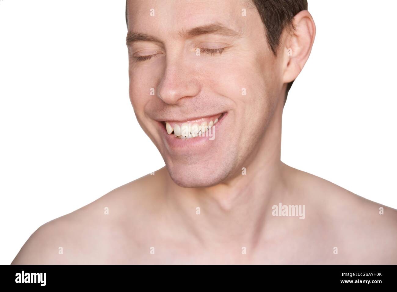 Ritratto di cosmetologia dell'uomo. Volto sorridente Foto Stock