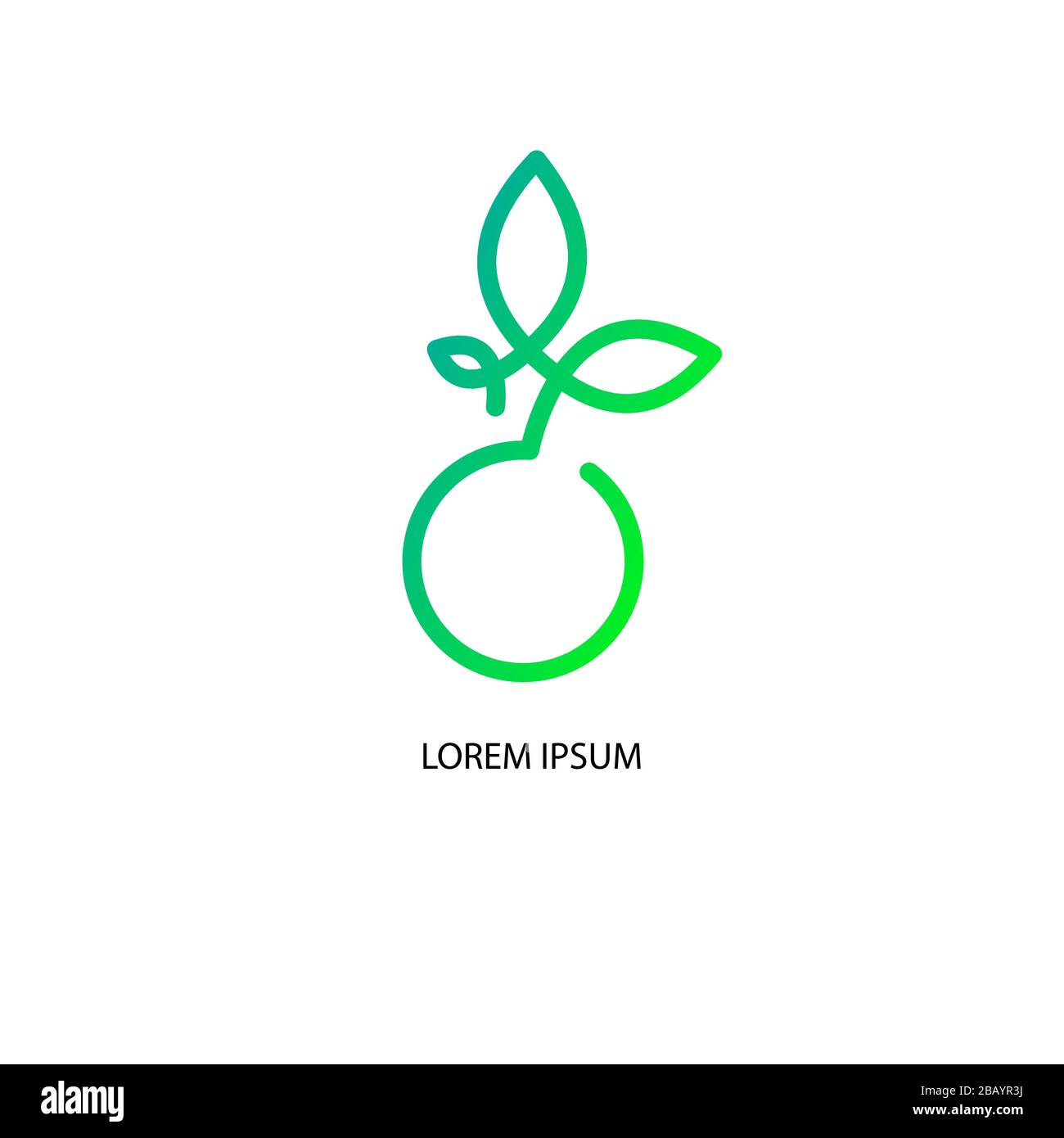Logo ambientale, foglie e segno pianeta, colore verde simbolo di eco, biologico, linea continua logo moderno Illustrazione Vettoriale
