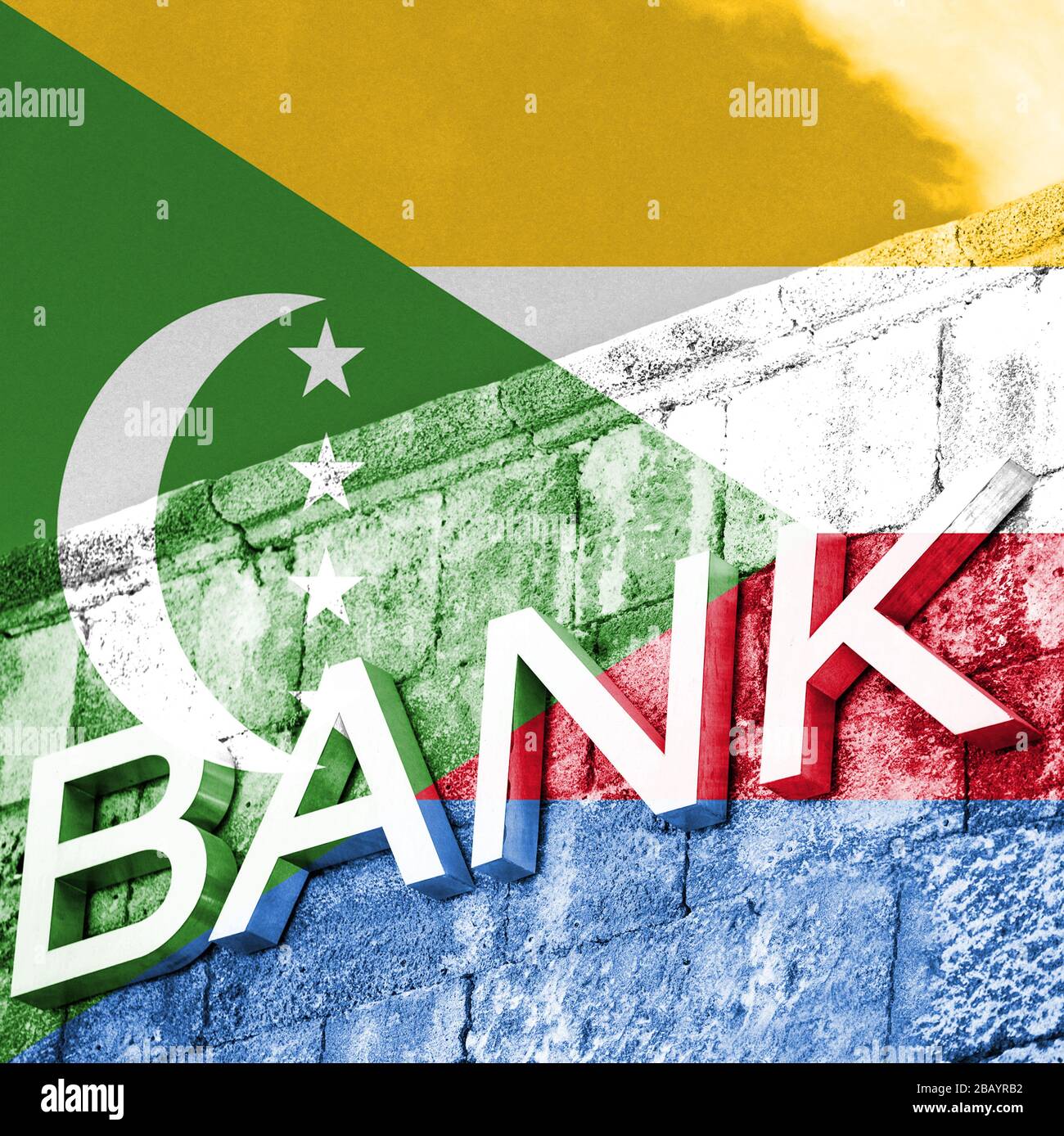 Finanza ed economia concetto di banca con bandiera delle Comore Foto Stock