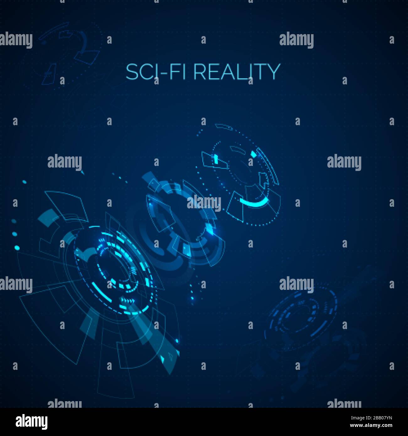 Futuristico sfondo blu fantascientifico. Elemento hud. Dashboard di Cyberspace astratto Techno. Vettore Illustrazione Vettoriale