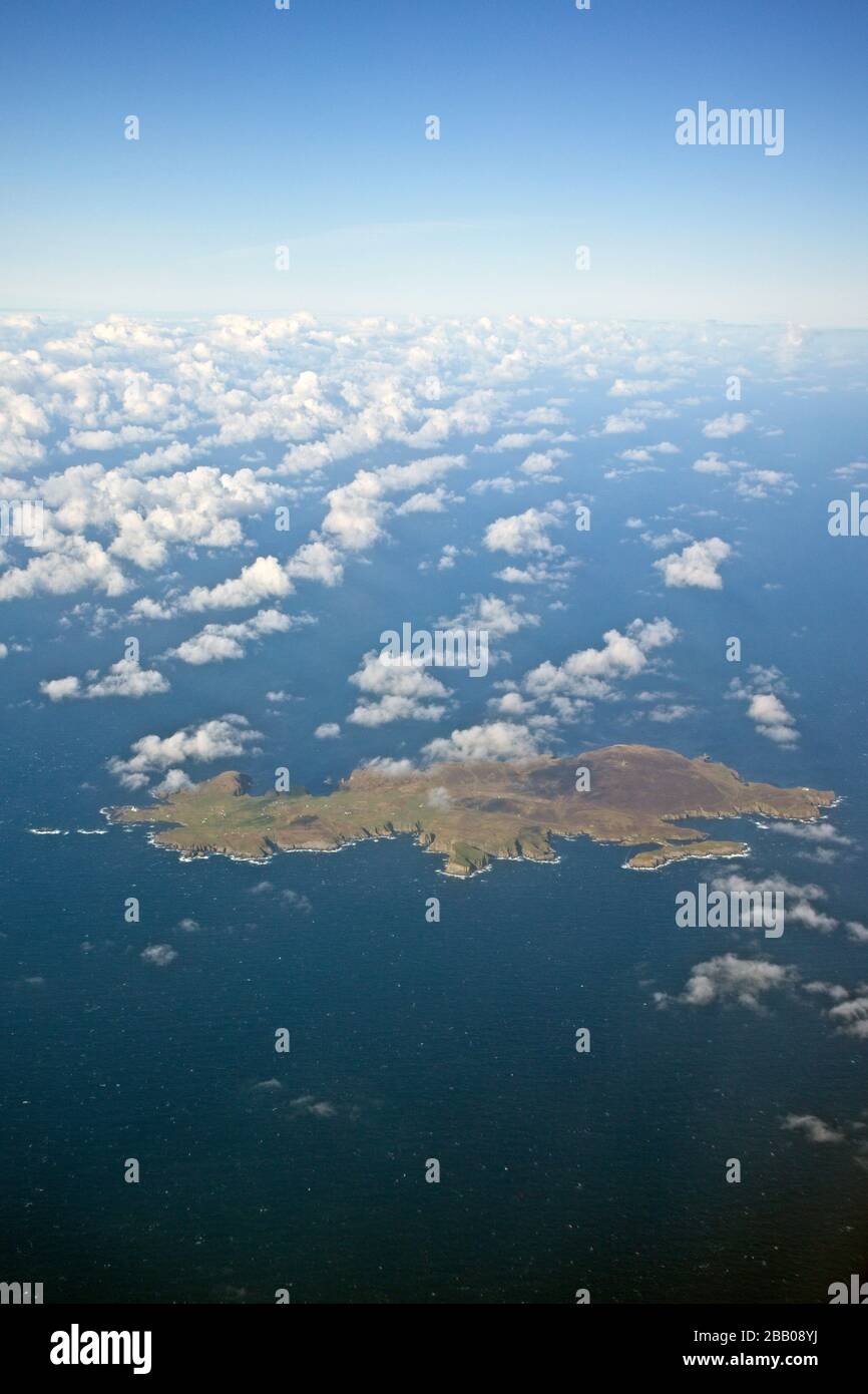 Fair Isle from the Air, Shetland, Scozia, Regno Unito. Foto Stock