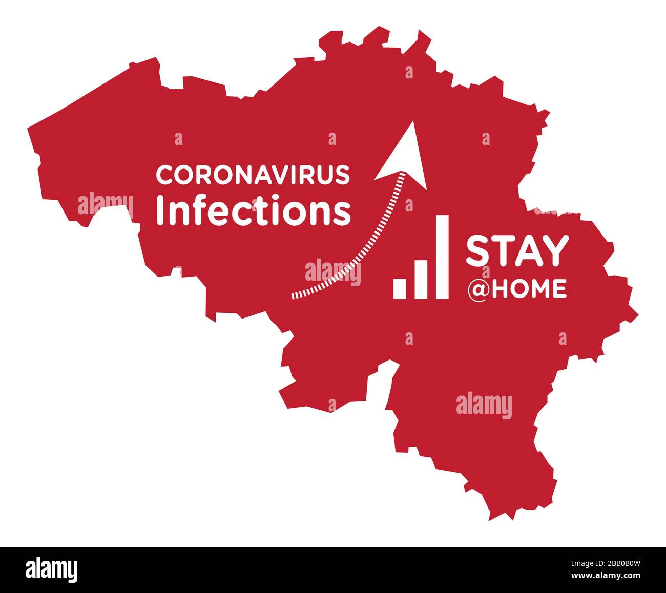 Belgio mappa con crescente curva di infezione da coronavirus Illustrazione Vettoriale