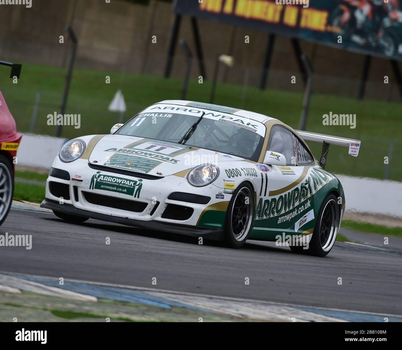 Peter Challis, Porsche 997, New Millenium Series, Nextec Dunlop Puma Cup, Classic Sports Car Club, CSCC, Late Summer Race Meeting, Donington Park, Sun Foto Stock