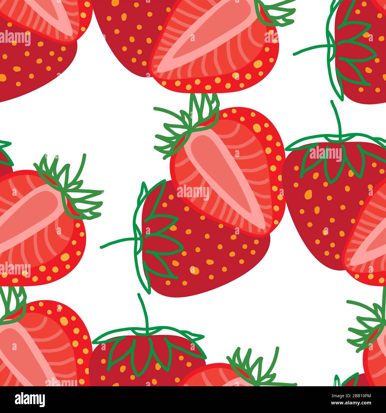 Vettore Senza Cuciture Modello Di Strawberrys Disegno Colorato Astratto Illustrazione Frutti Di Bosco Di Fragole Rossi Interi E Tagliati Su Sfondo Bianco Per Motivi Immagine E Vettoriale Alamy