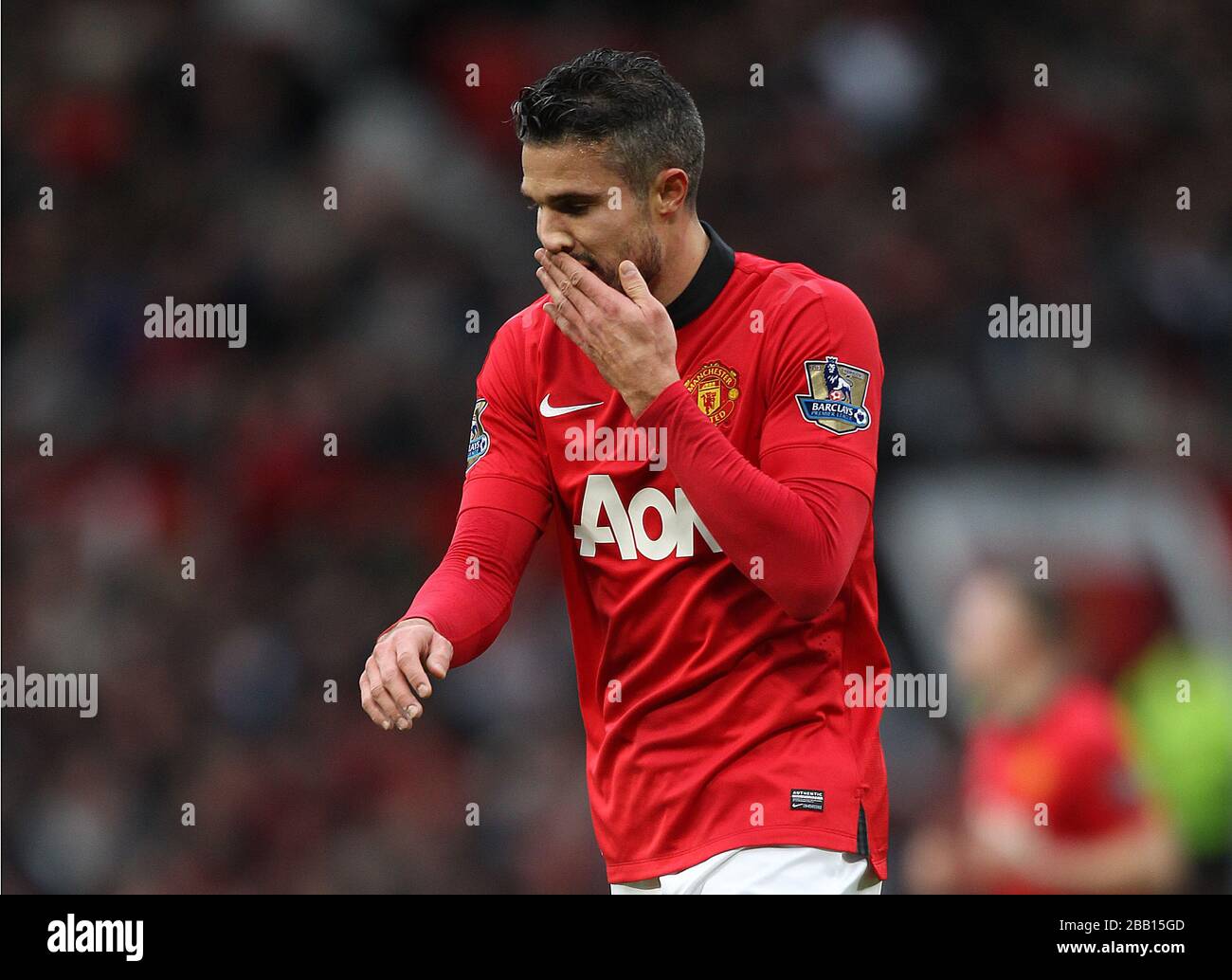 Robin Van Persie del Manchester United sembra scompitato durante il gioco contro il Newcastle United Foto Stock