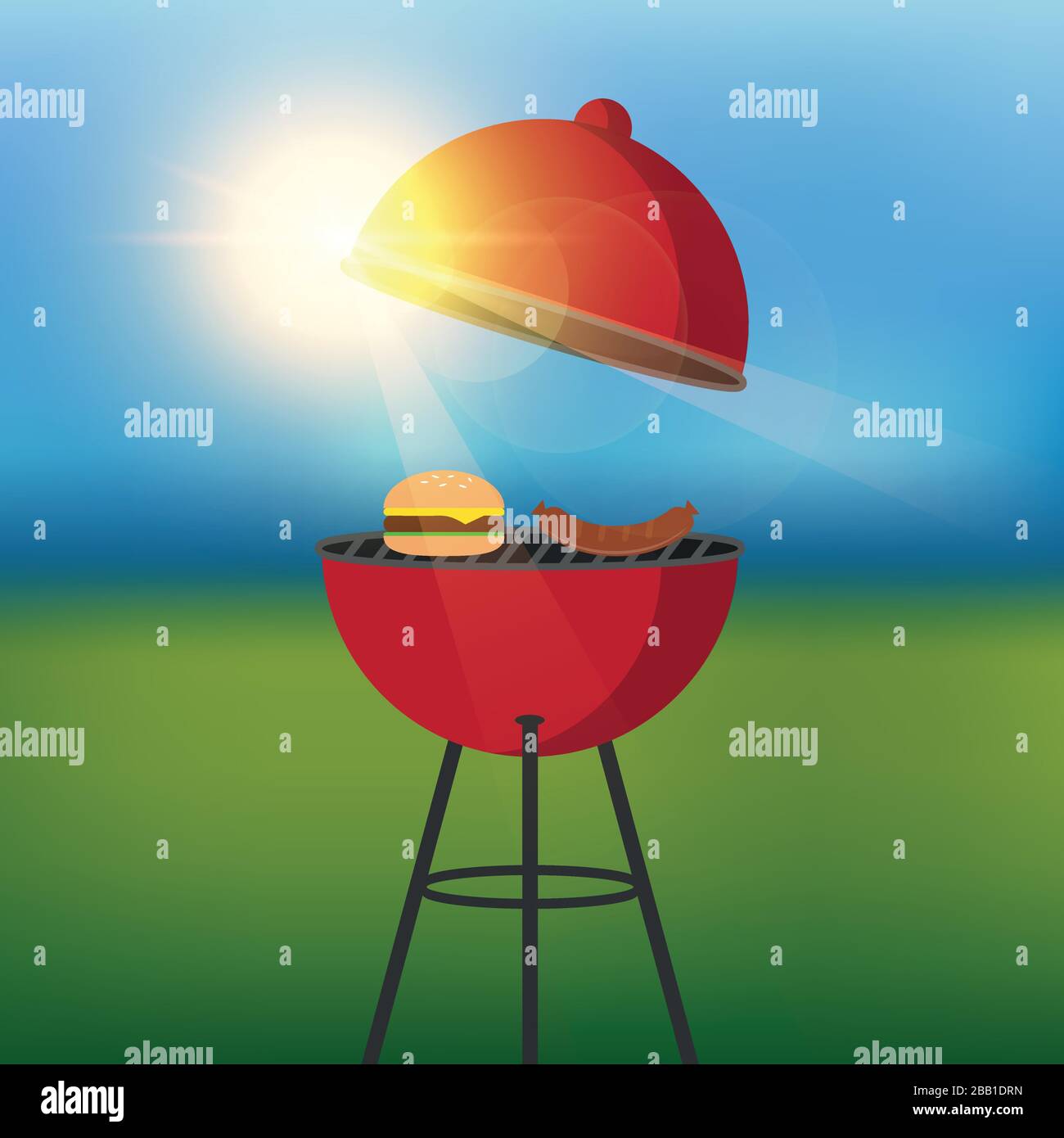 Estate barbecue su un giorno di sole vettore illustrazione EPS10 Illustrazione Vettoriale