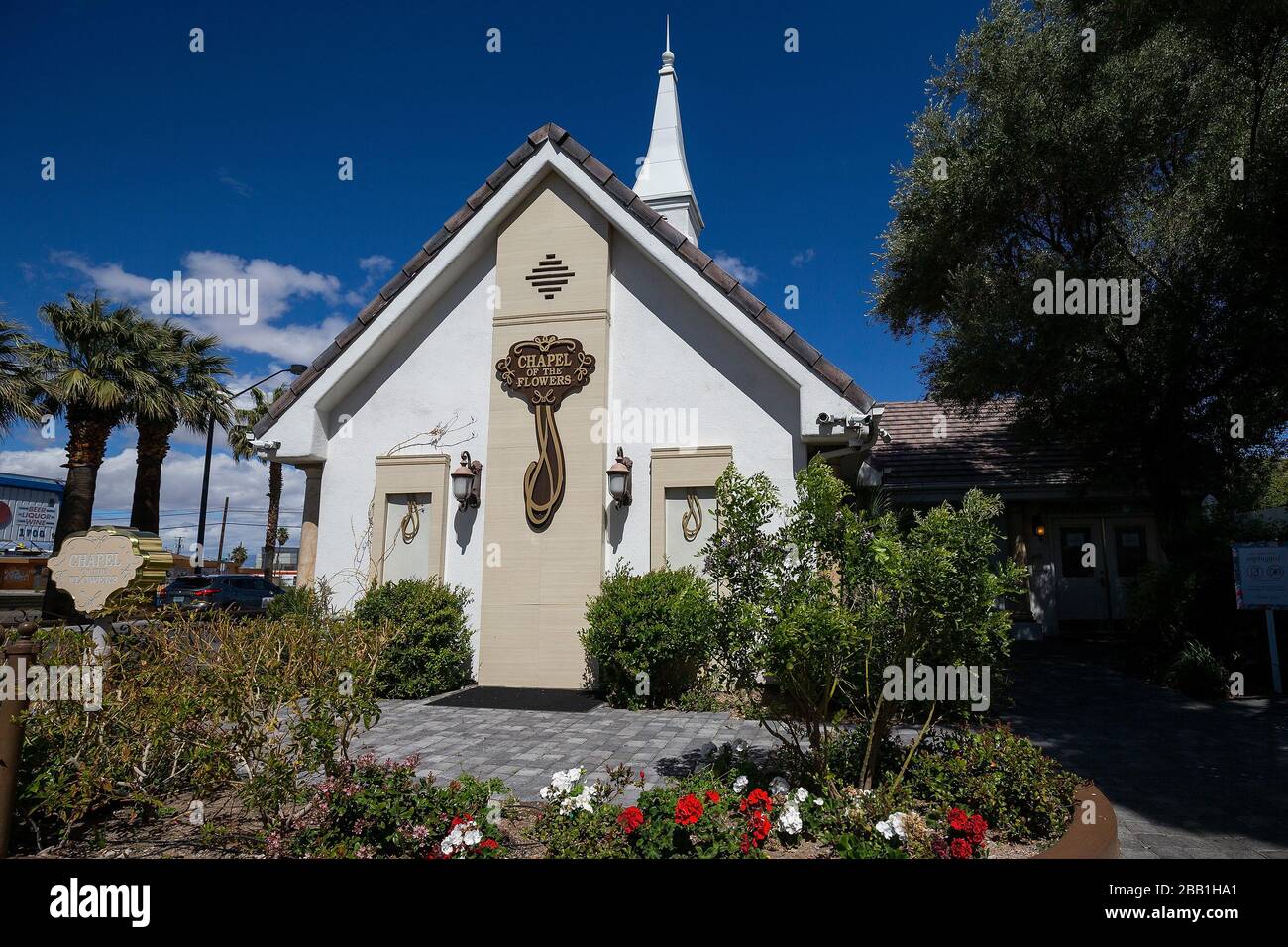 Vista generale della Cappella dei Fiori in mezzo al coronavirus globale COVID-19 pandemia, Lunedi, 23 marzo 2020, a Las Vegas. (Foto di IOS/Espa-Images) Foto Stock