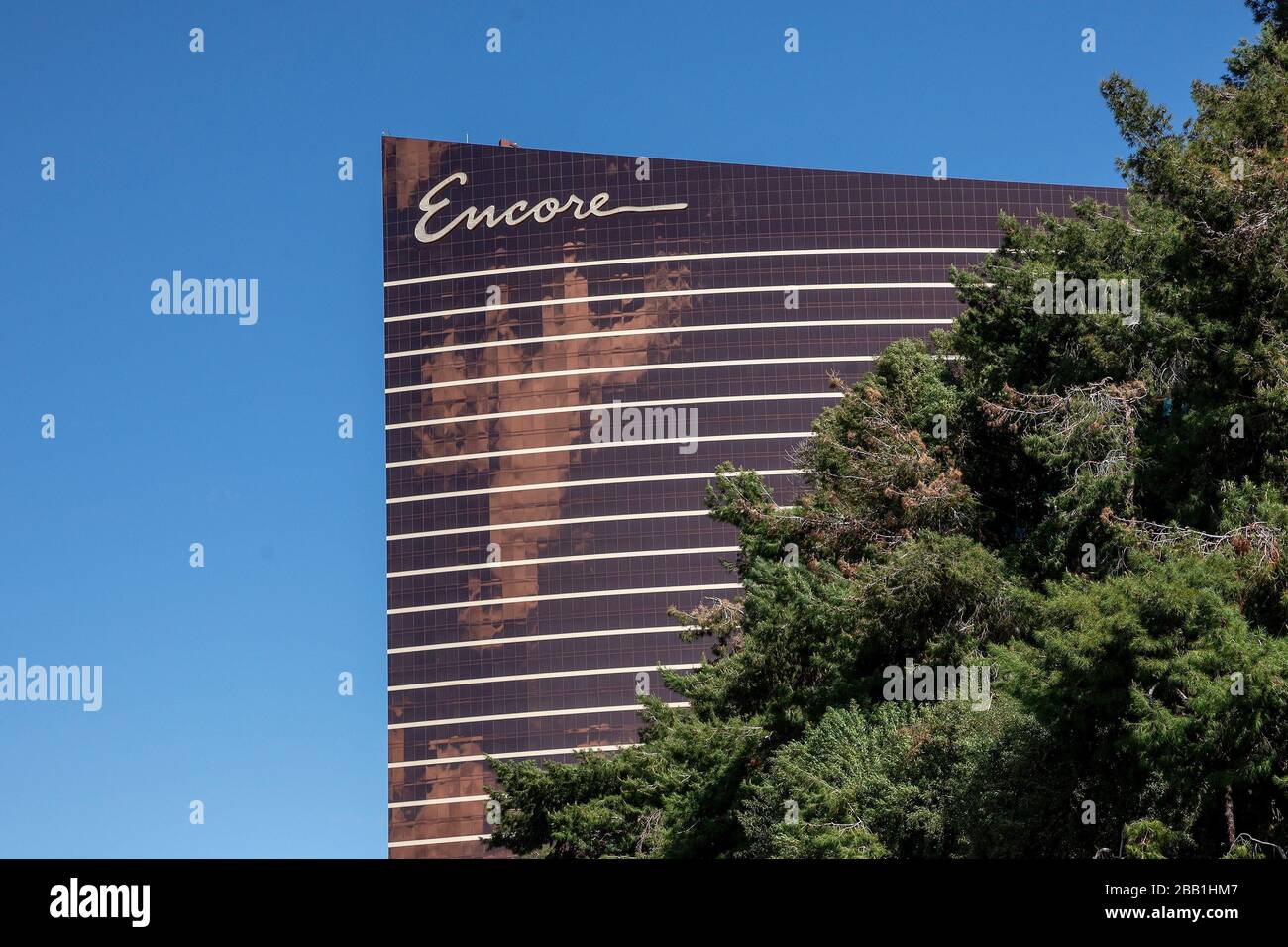 Vista generale dell'Encore Hotel & Casino in mezzo alla pandemia globale di coronavirus COVID-19, lunedì 23 marzo 2020, a Las Vegas. (Foto di IOS/Espa-Images) Foto Stock