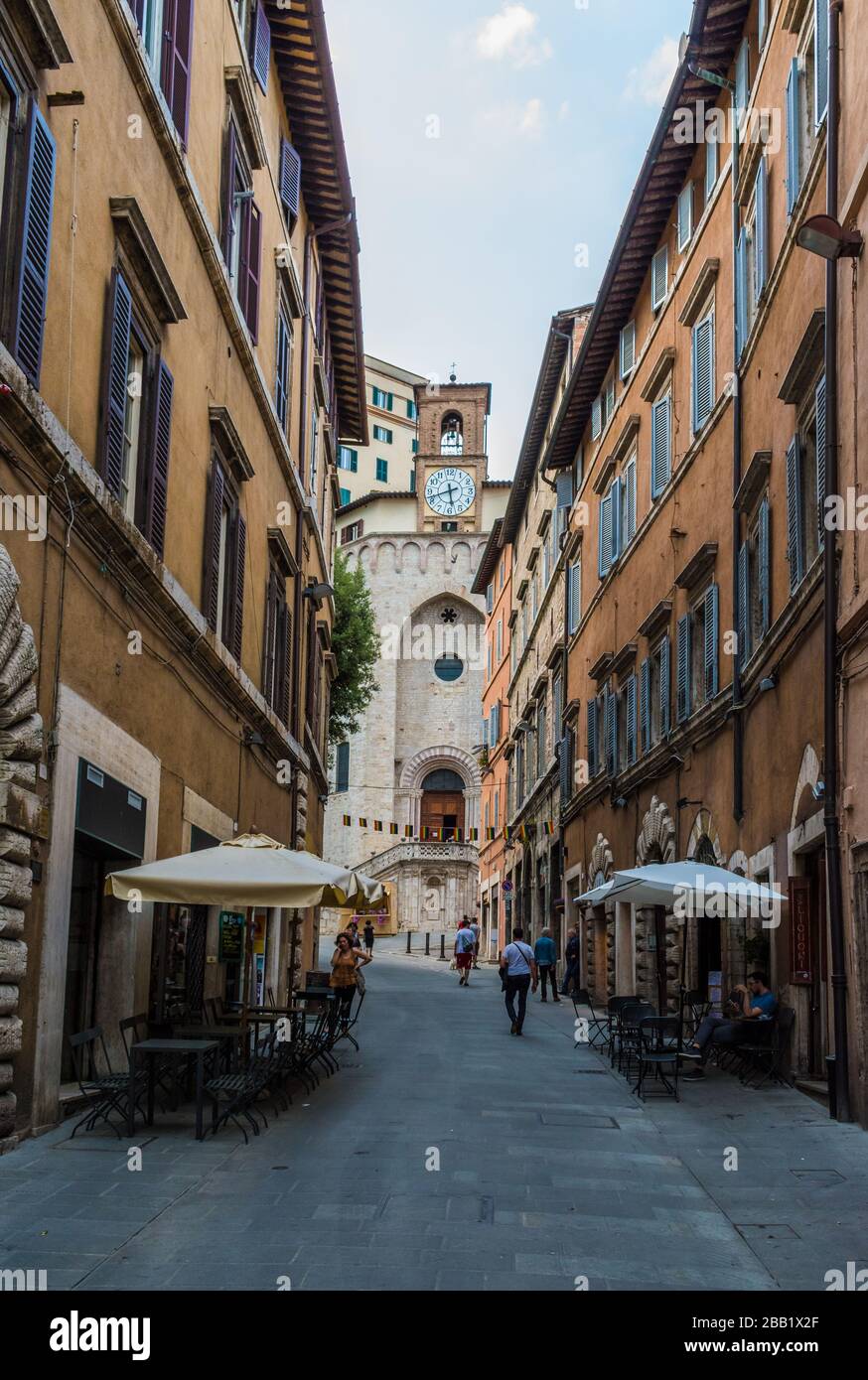 Perugia (Umbria) - la splendida città medievale, capitale dell'Umbria, centro Italia. Qui una vista del centro storico artistico. Foto Stock