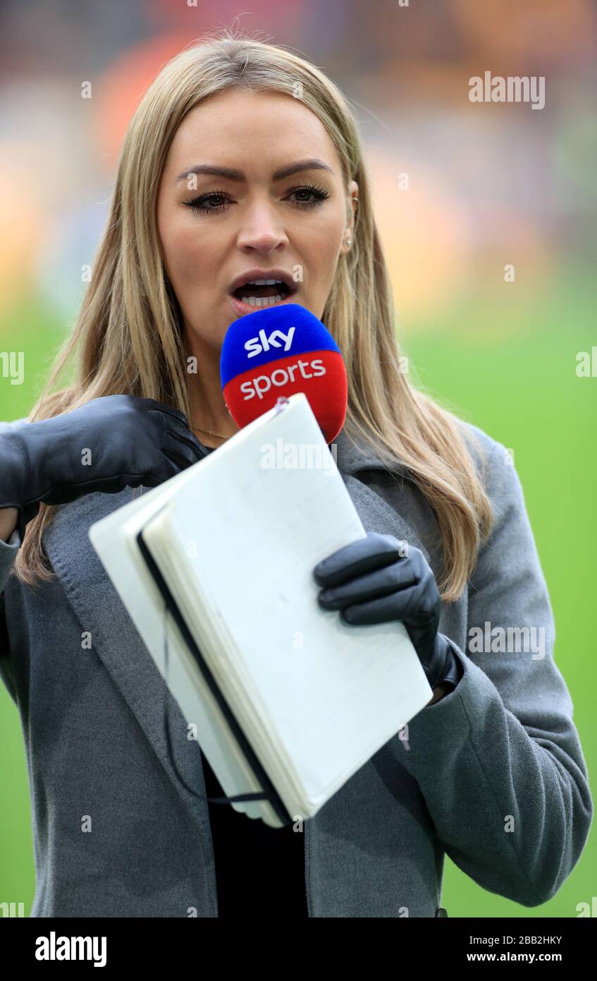 Il presentatore dello sport del cielo Laura Woods Foto Stock