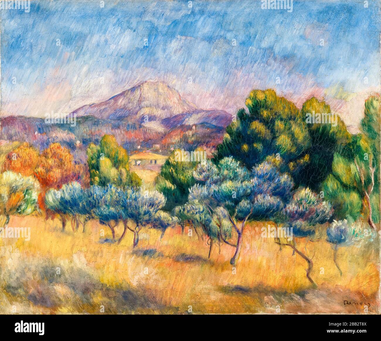 Mont Sainte-Victoire, pittura paesaggistica di Pierre-Auguste Renoir, 1888-1889 Foto Stock