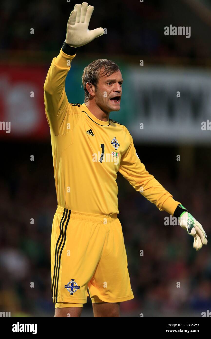 Il portiere dell'Irlanda del Nord Roy Carroll Foto Stock