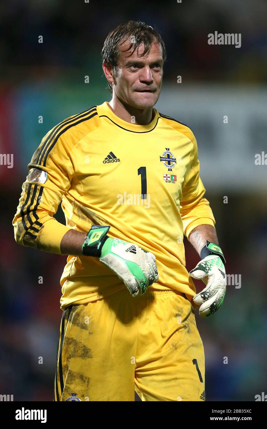 Il portiere dell'Irlanda del Nord Roy Carroll Foto Stock