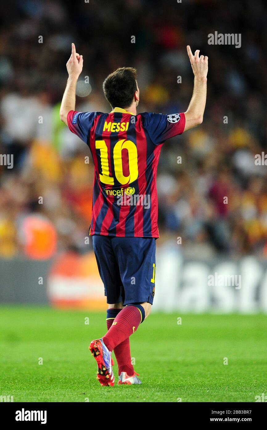 Lionel Messi del FC Barcelona gotea durante su 35 partido de ronda de la temporada 2018-2019