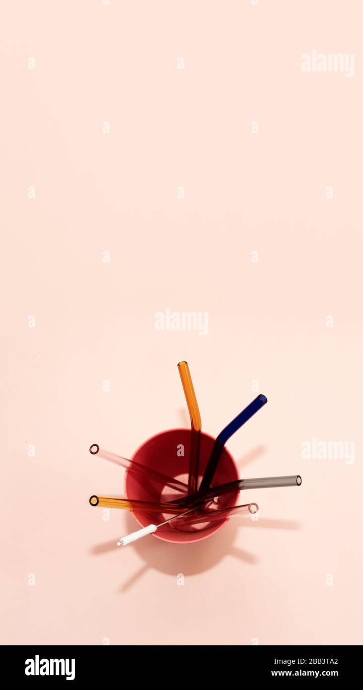 cannucce riutilizzabili in vetro senza plastica Foto Stock