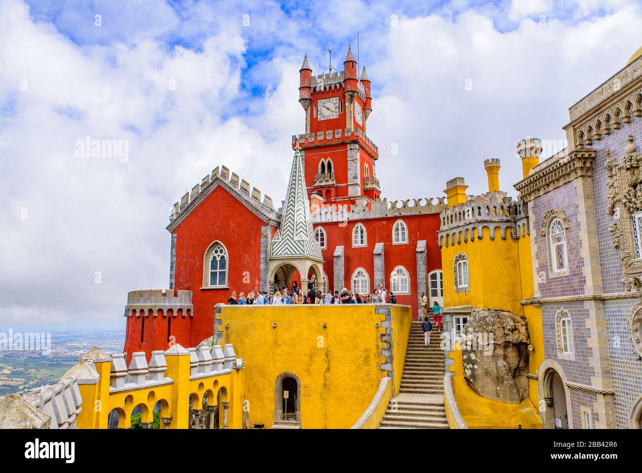 Palazzo pena, un castello romanticista a Sintra, Portogallo Foto Stock