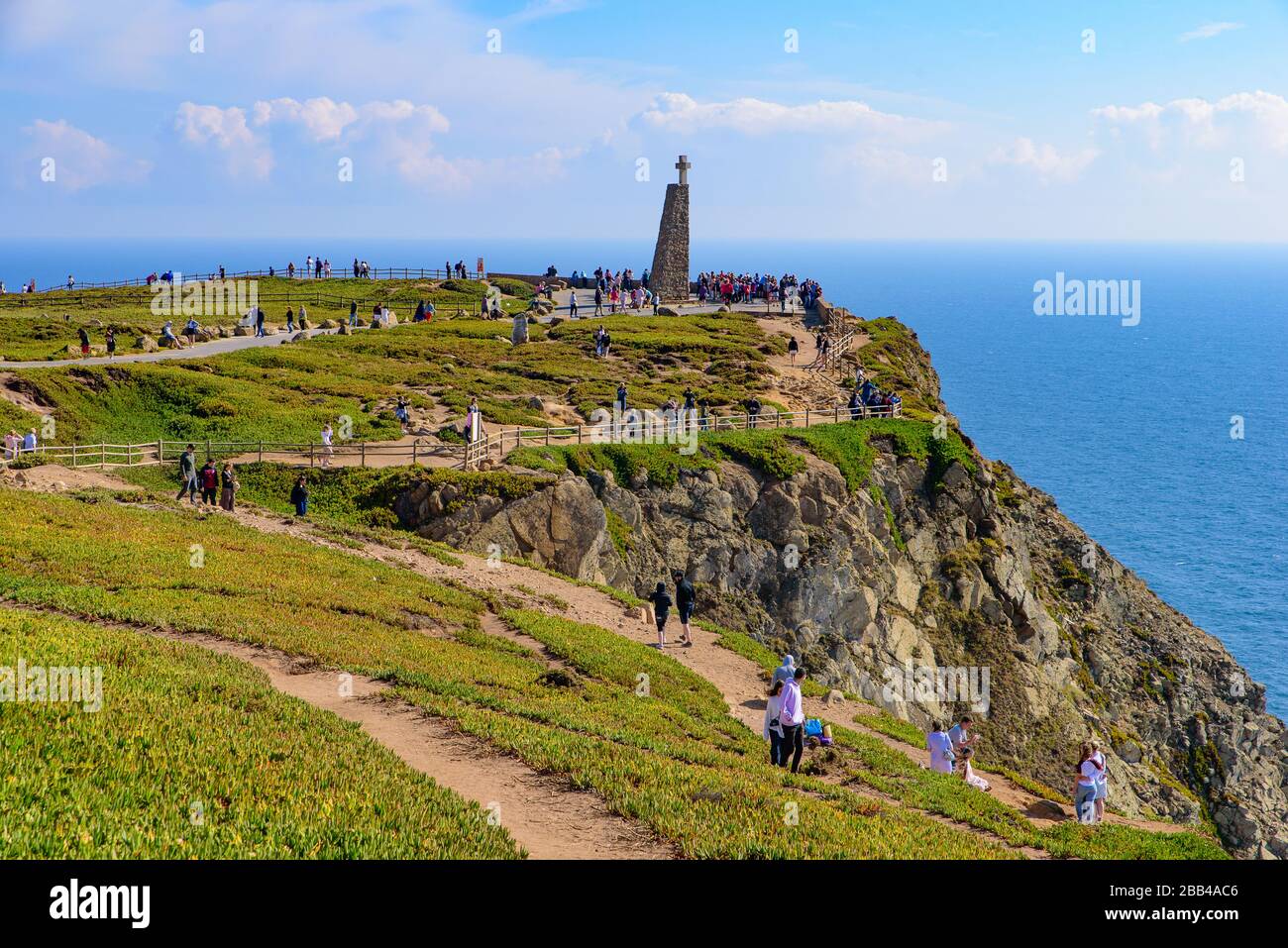 Capo Roca (Cabo da Roca), il punto più occidentale d'Europa a Sintra, Portogallo Foto Stock