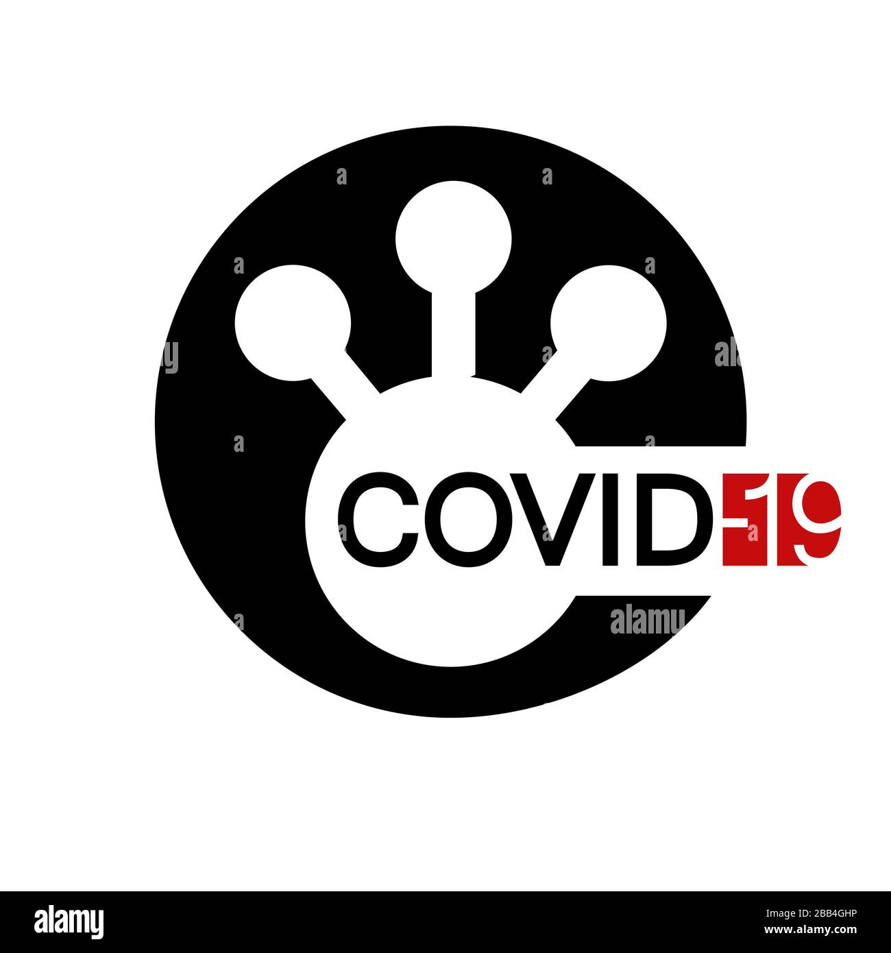 COVID-19 icona vettore coronavirus, simbolo, logo su sfondo trasparente. Variazione nero e rosso N° 3 Illustrazione Vettoriale