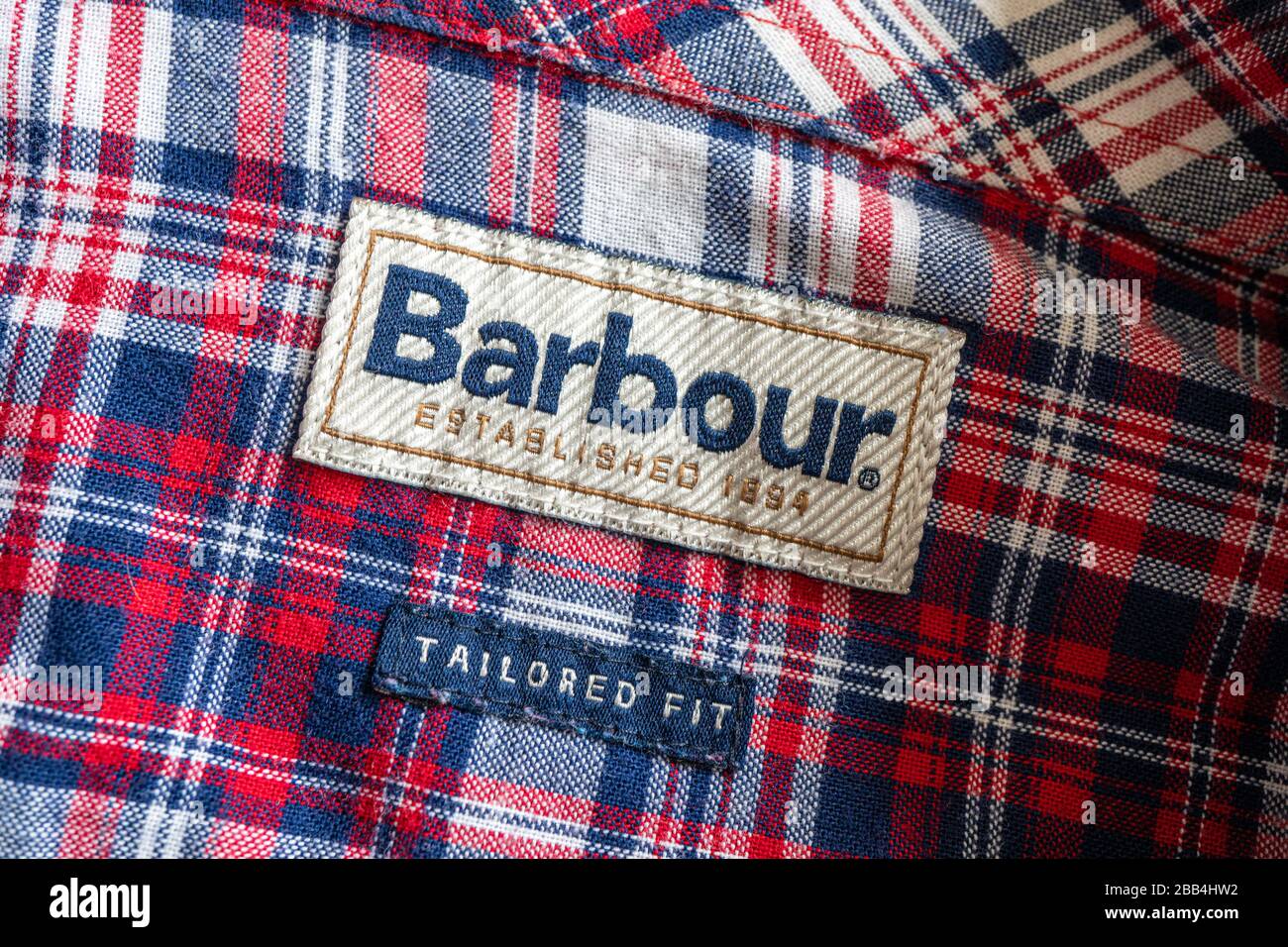 Etichetta per la camicia Barbour Foto Stock
