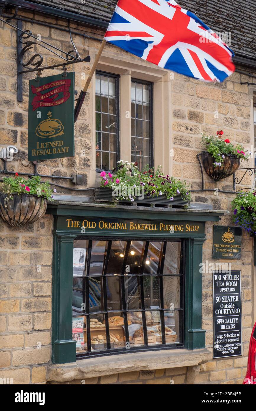 The Old Original Bakewell Pudding Shop Bakewell Derbyshire Inghilterra Foto Stock