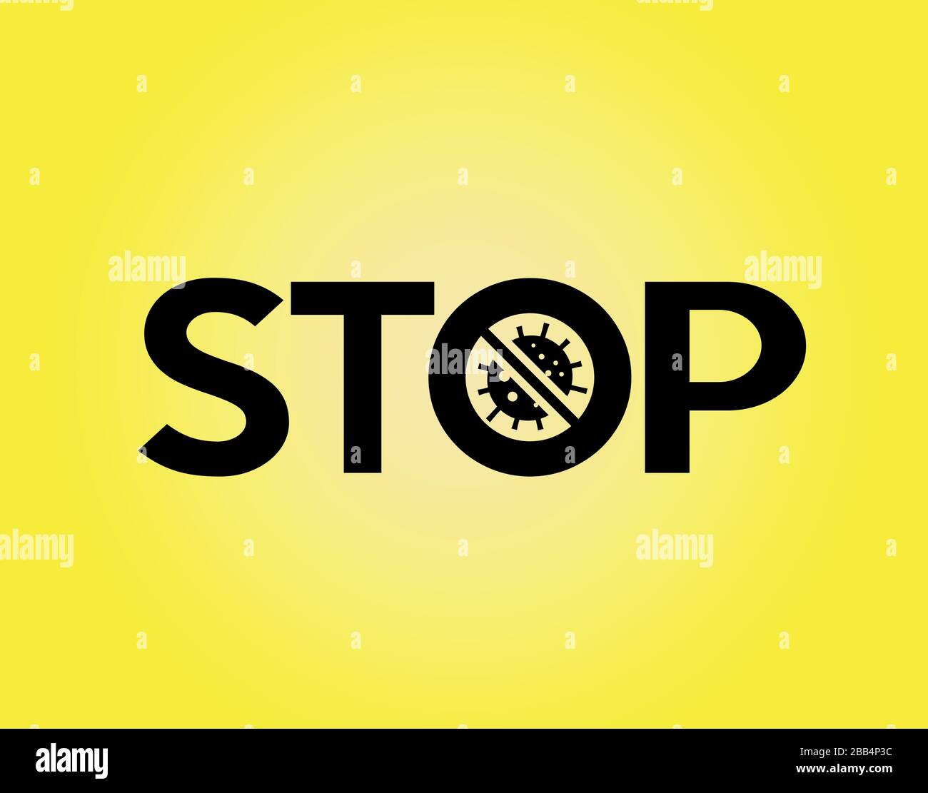 Il carattere standard nero grassetto STOP word su sfondo giallo Illustrazione Vettoriale