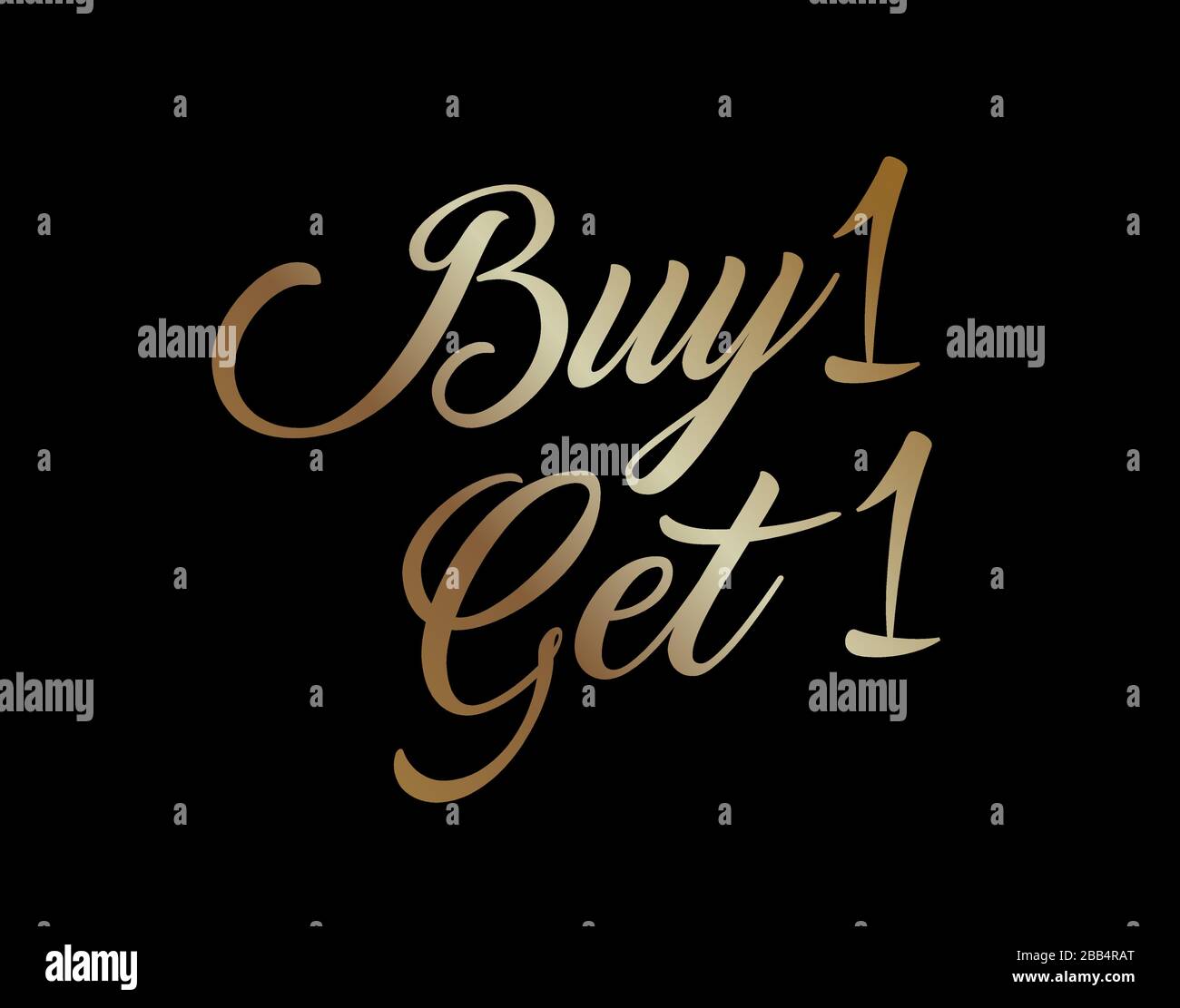 Il gradiente glitter oro elegante scrittura a mano lettera lettera lettera lettera LETTERA ACQUISTA UNO OTTENERE UNO Illustrazione Vettoriale