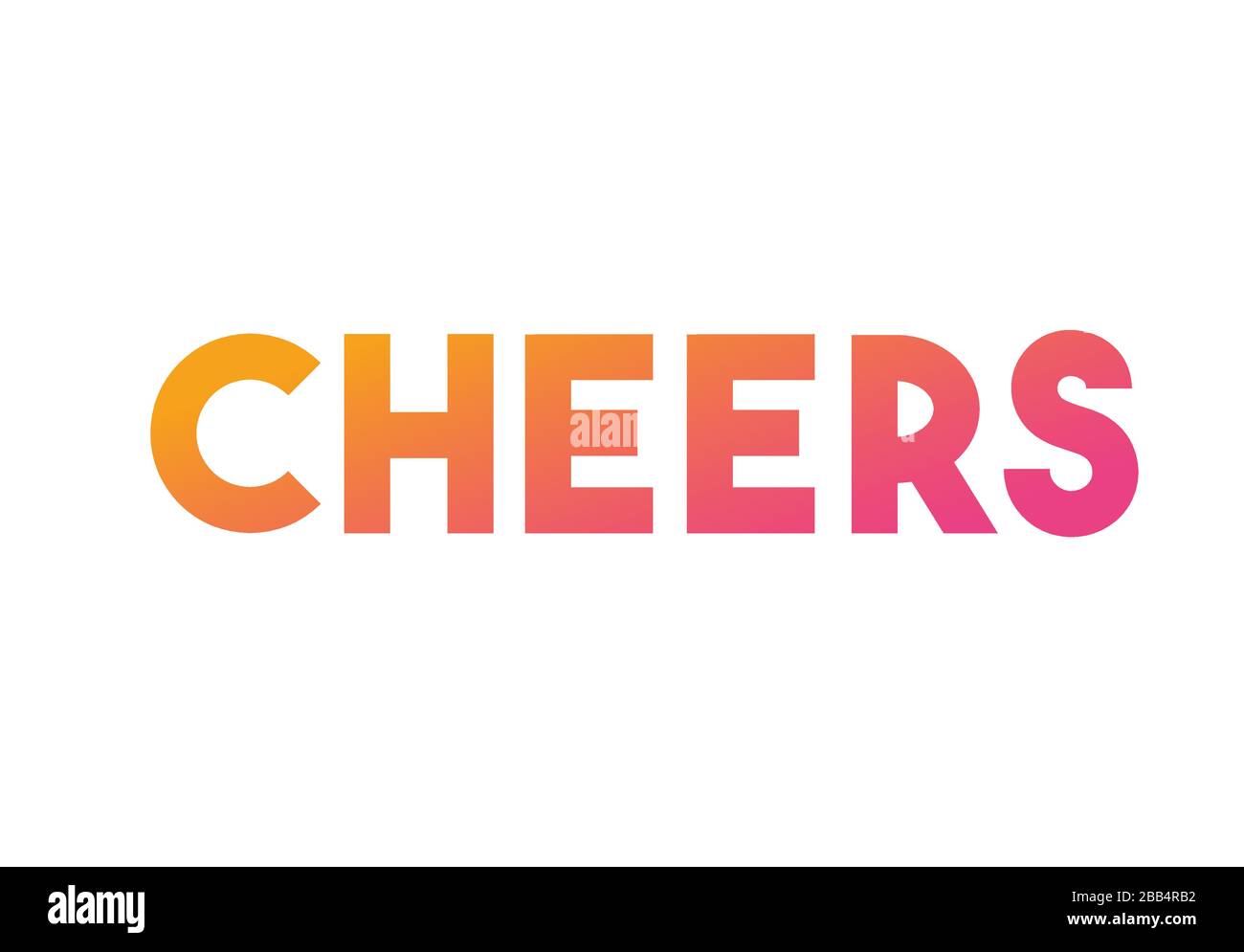 Il gradiente arancione, rosa isolato elegante standard grassetto lettera lettera CHEERS parola Illustrazione Vettoriale
