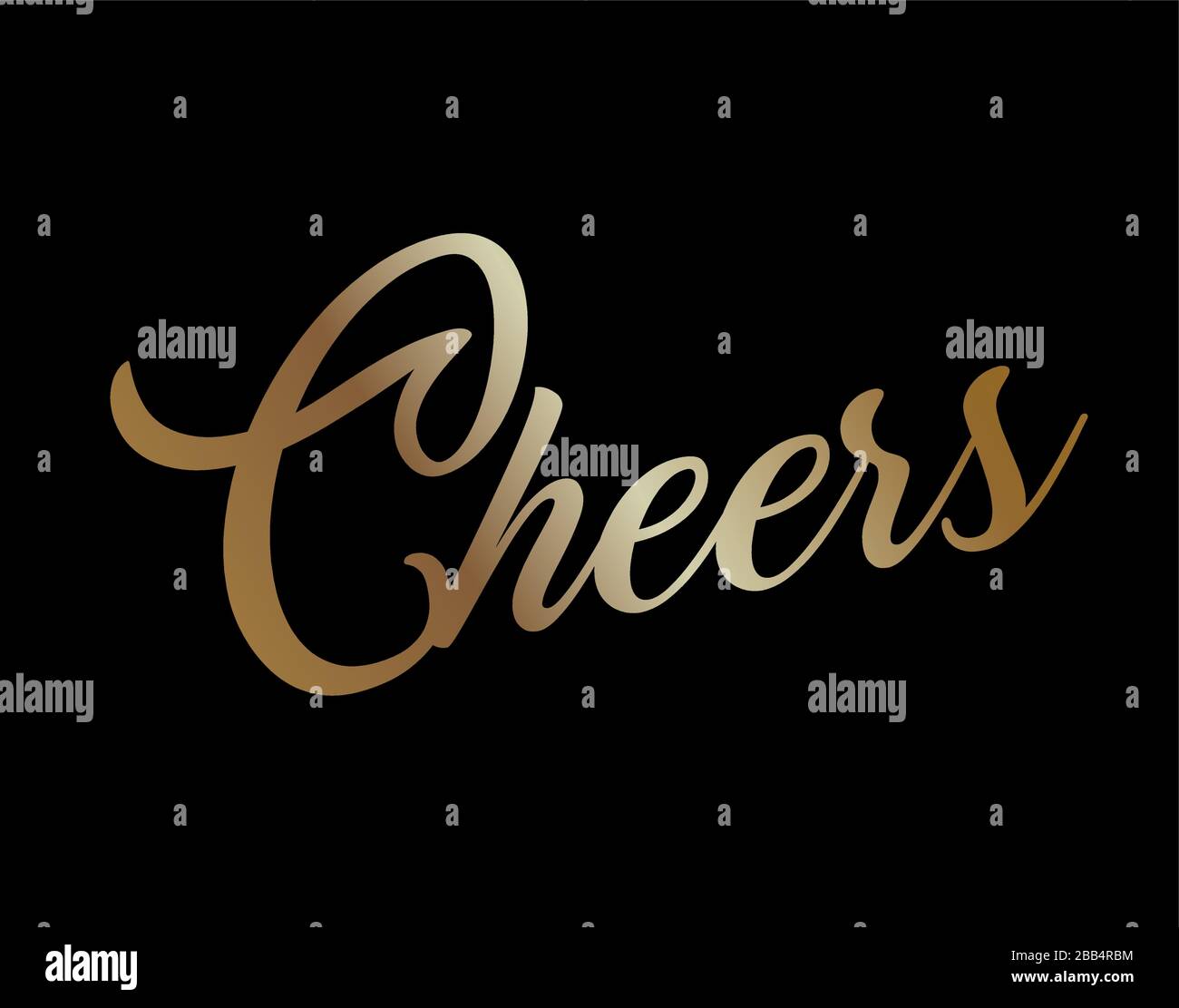 Il gradiente dorato isolato elegante scrittura a mano lettera lettera lettera CHEERS Illustrazione Vettoriale