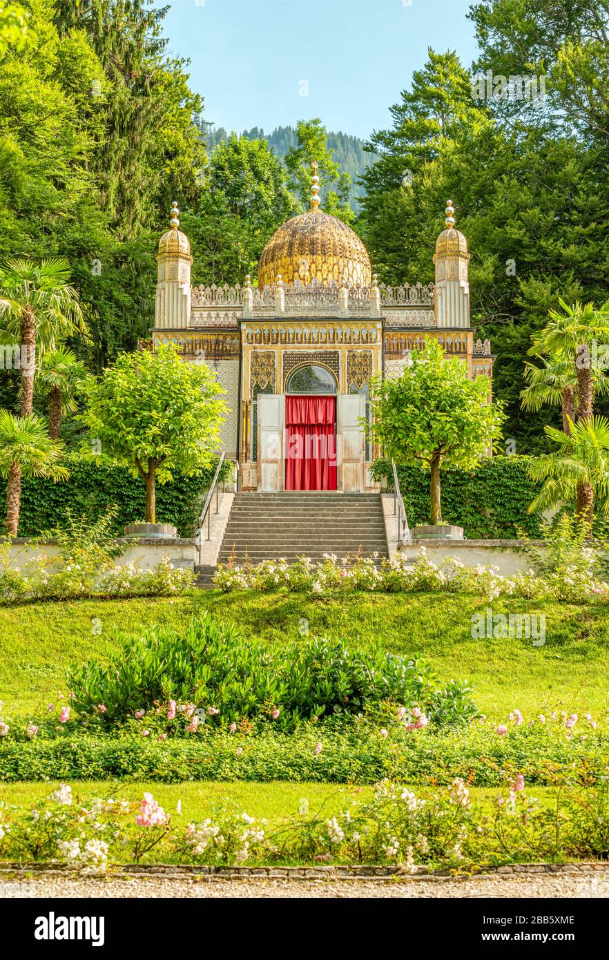 Chiosco moresco nel parco del castello di Linderhof, Ettal, Baviera, Germania Foto Stock