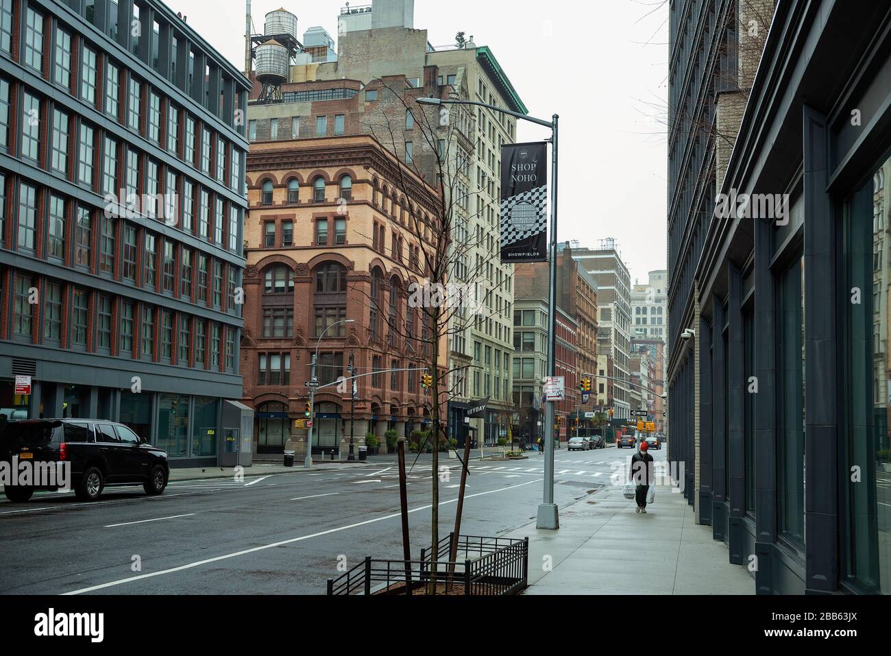 Lafayette Avenue durante il New York City Covid 19 Coronavirus focolaio del 2020. Foto Stock