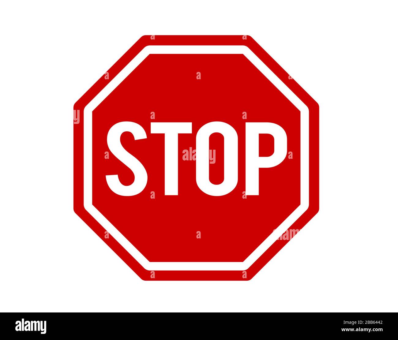 Il simbolo di avvertimento rosso STOP icona piatta formato del vettore del simbolo della strada Illustrazione Vettoriale
