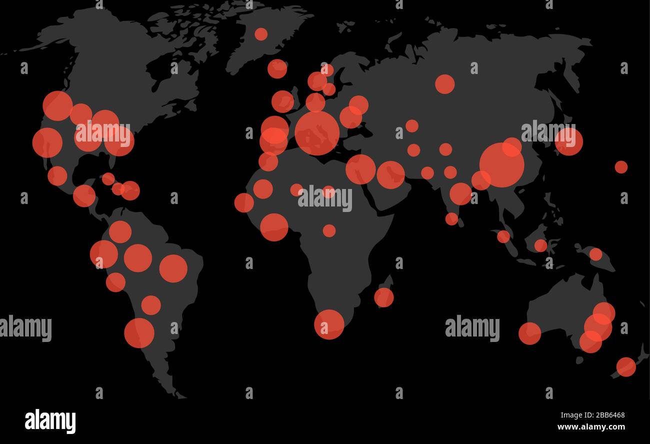 Grafico, infografica diffusione pandemia infezione. Epidemia interfaccia focolaio terra. Pericolo pandemia ed epidemia di rischio biologico globale. Illustrazione del vettore. F Illustrazione Vettoriale