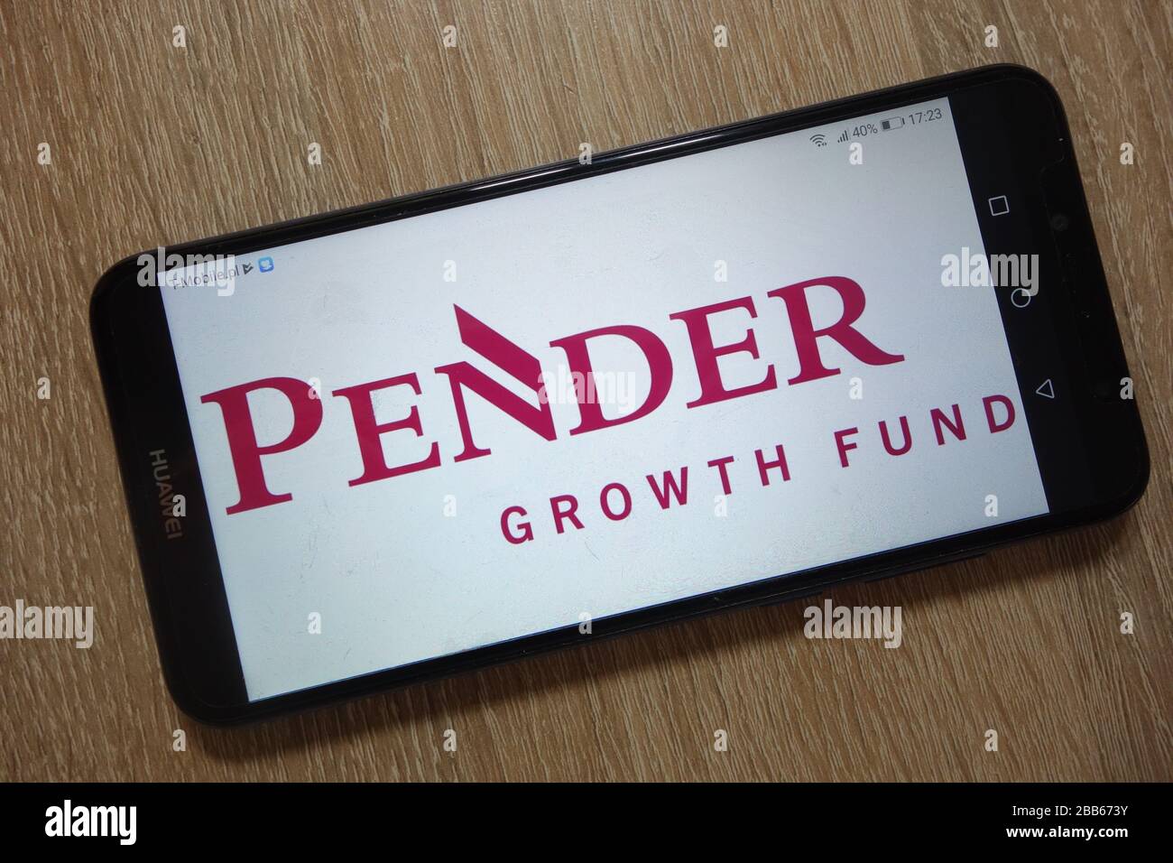 Logo Pender Growth Fund visualizzato sullo smartphone Foto Stock