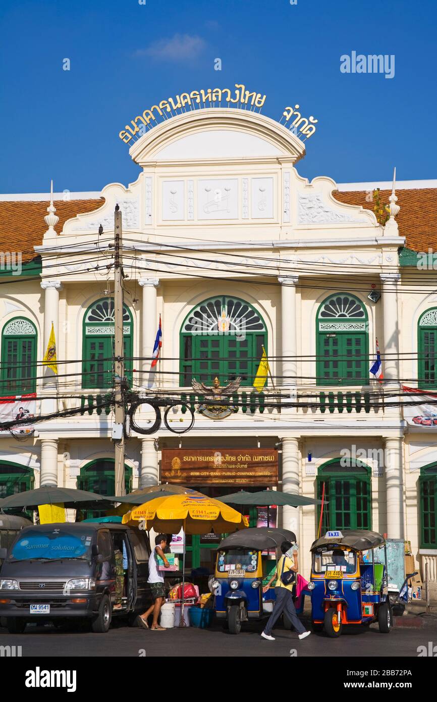 Bank of Siam su Th Na Phra LAN Street, Rattanakosin District, Bangkok, Tailandia, Asia Foto Stock