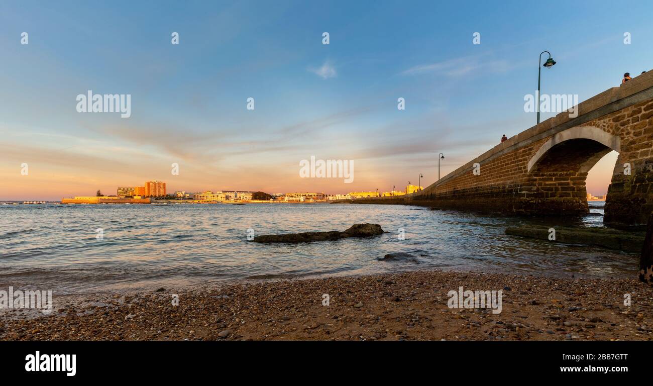 Tramonto a Cadice, Andalusia, Spagna. Foto Stock