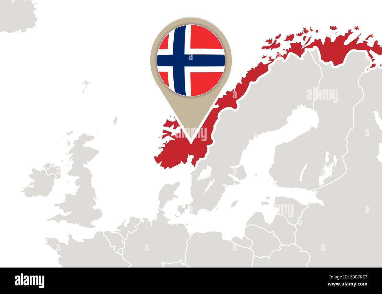 Europa con mappa e bandiera della Norvegia evidenziate Immagine e  Vettoriale - Alamy