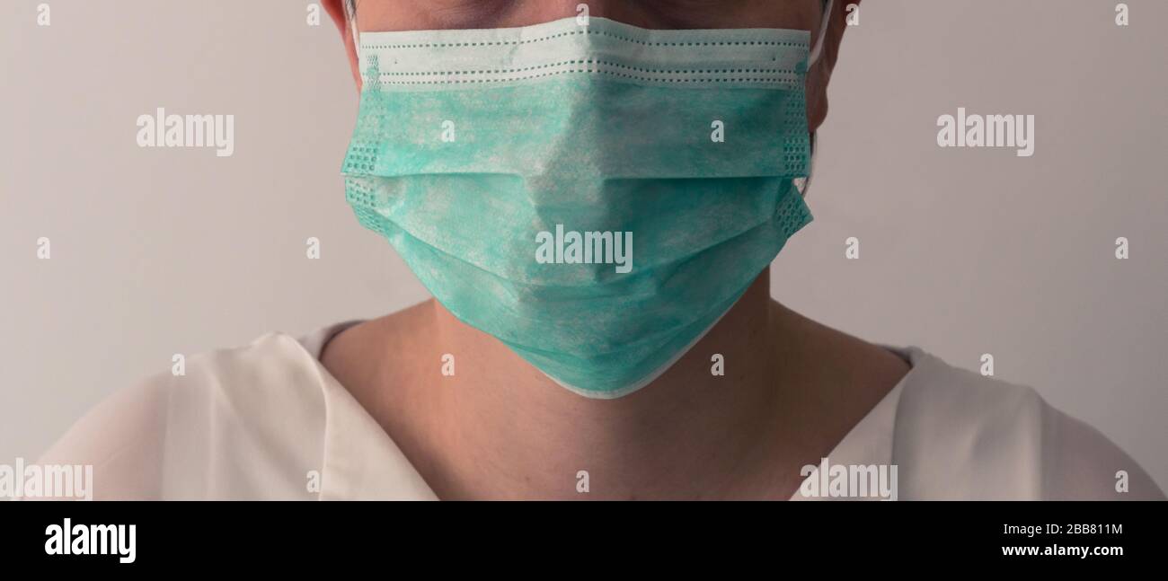 Maschera medica protettiva contro il coronavirus 2019-nCoV. Foto Stock