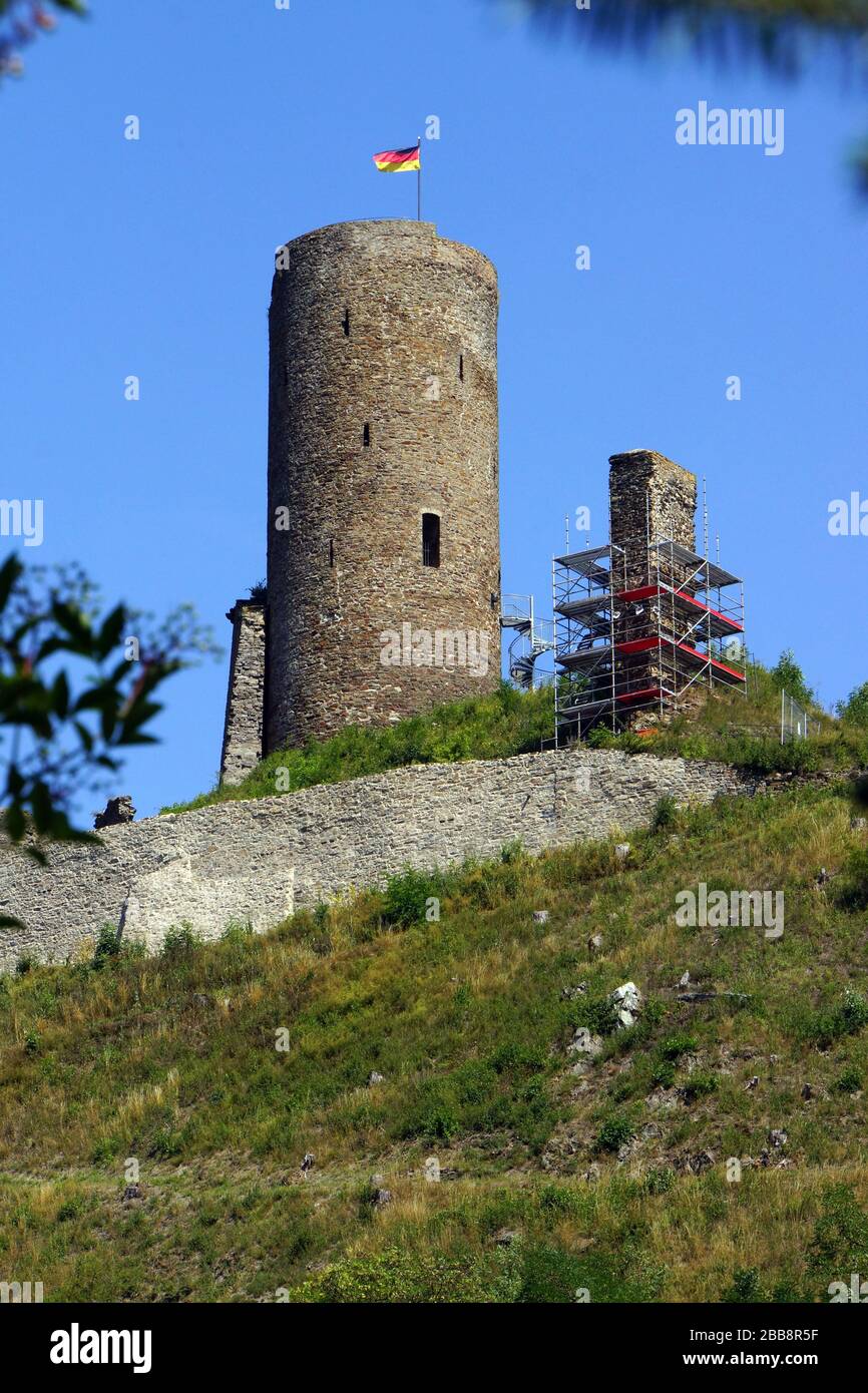 Burgruine Löwenburg, Monreal, Rheinland-Pfalz, Deutschland Foto Stock