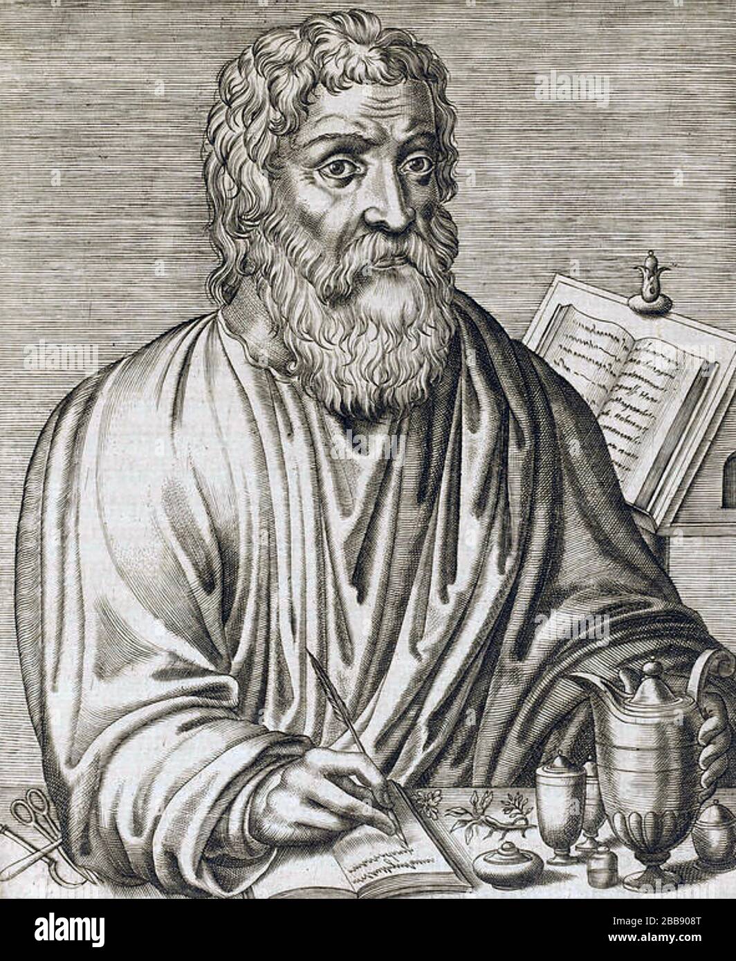 IPPOCRATE (c 460- c 370 a.C.) medico greco in un'incisione del 16th secolo Foto Stock