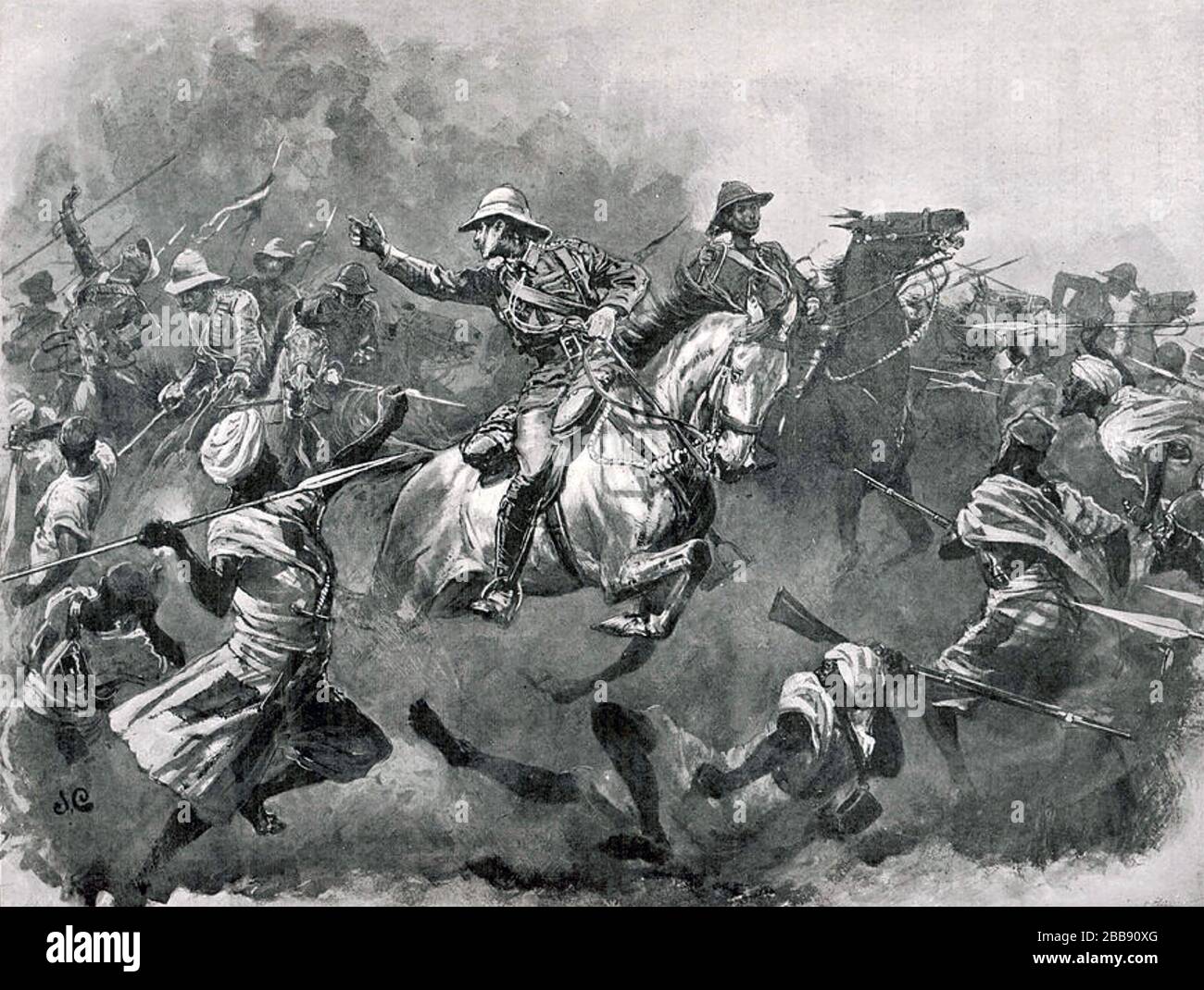 BATTAGLIA DI OMDURMAN 2 SETTEMBRE 1898. La carica dei Lancer 21st. Foto Stock