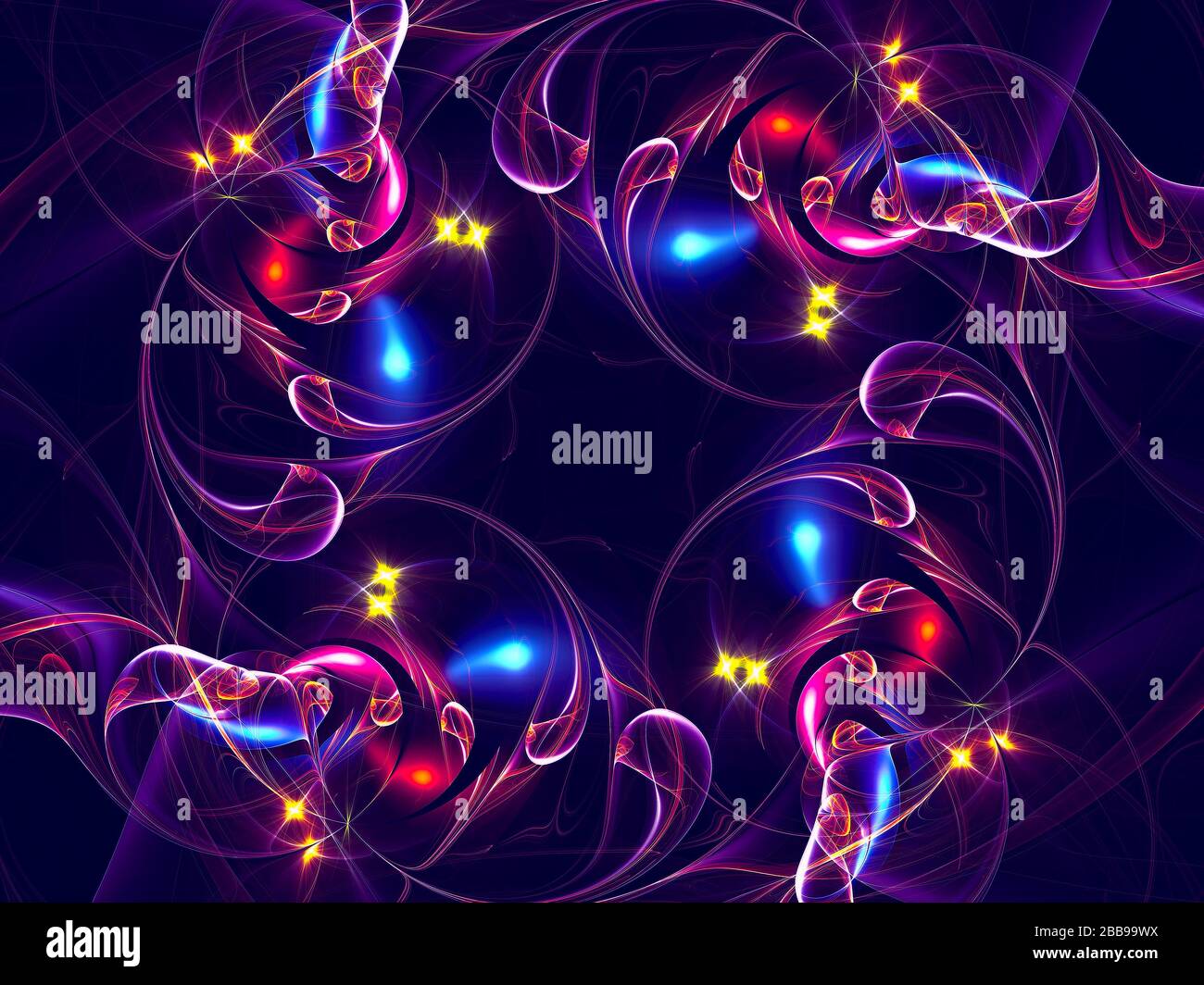 Composizione astratta delle curve con abbagliamento - immagine generata digitalmente Foto Stock