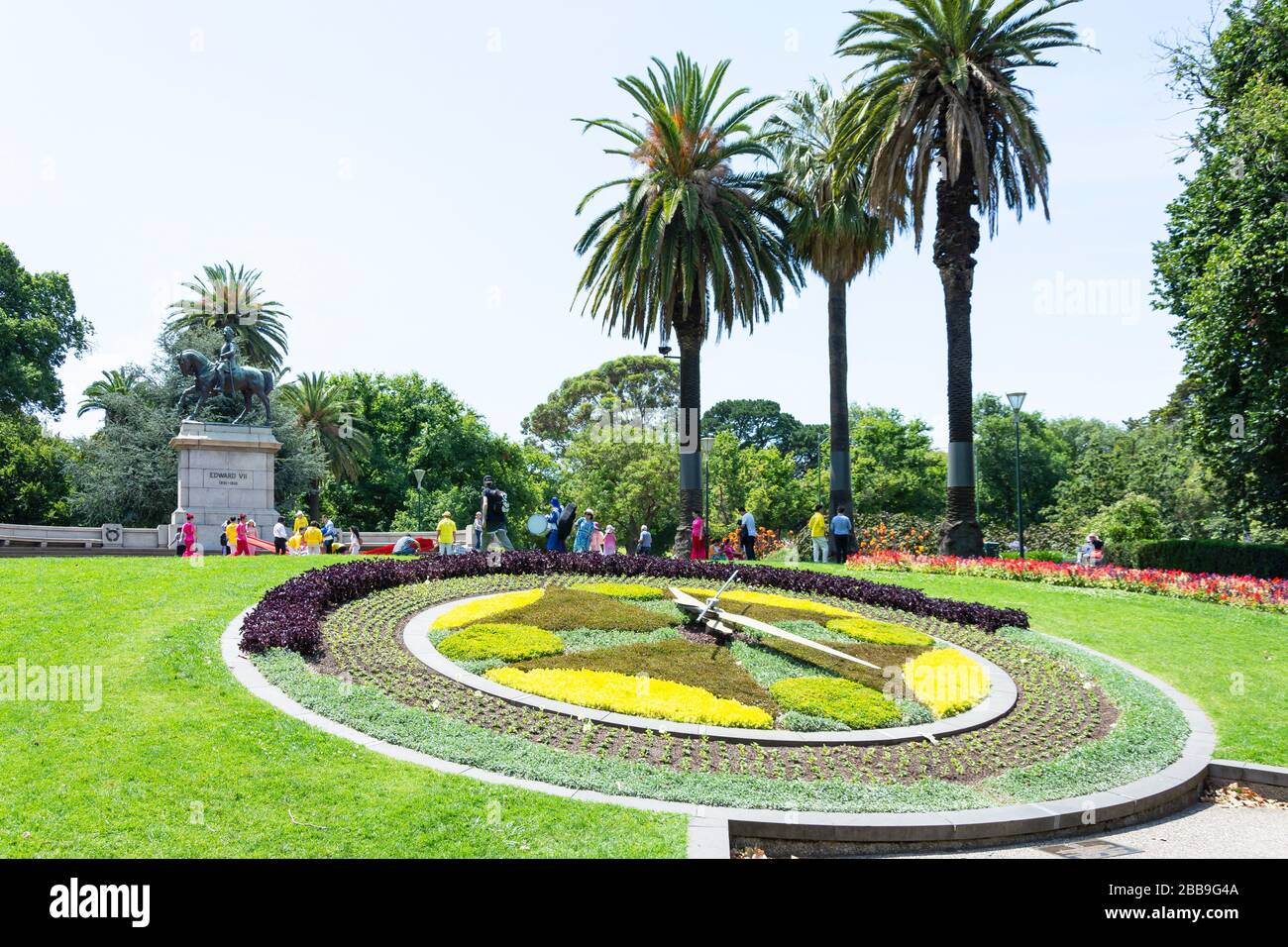 The Floral Clock, Queen Victoria Gardens, St Kilda Road, Southbank, City Central, Melbourne, Victoria, Australia Foto Stock